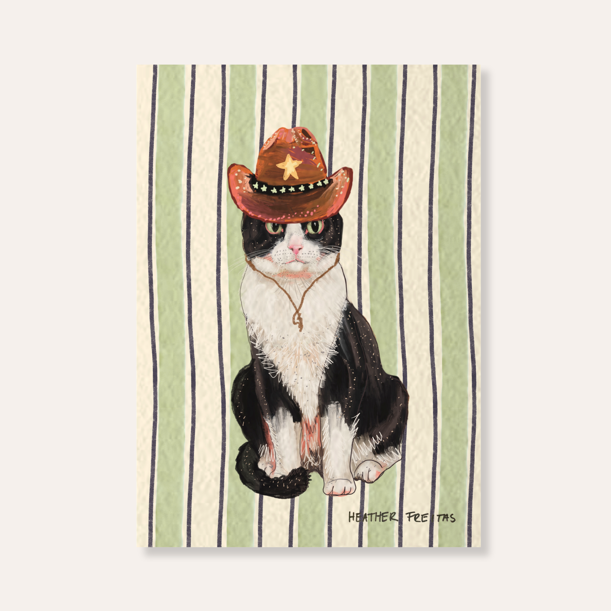 Cowboy Cat Mini Fine Art Print