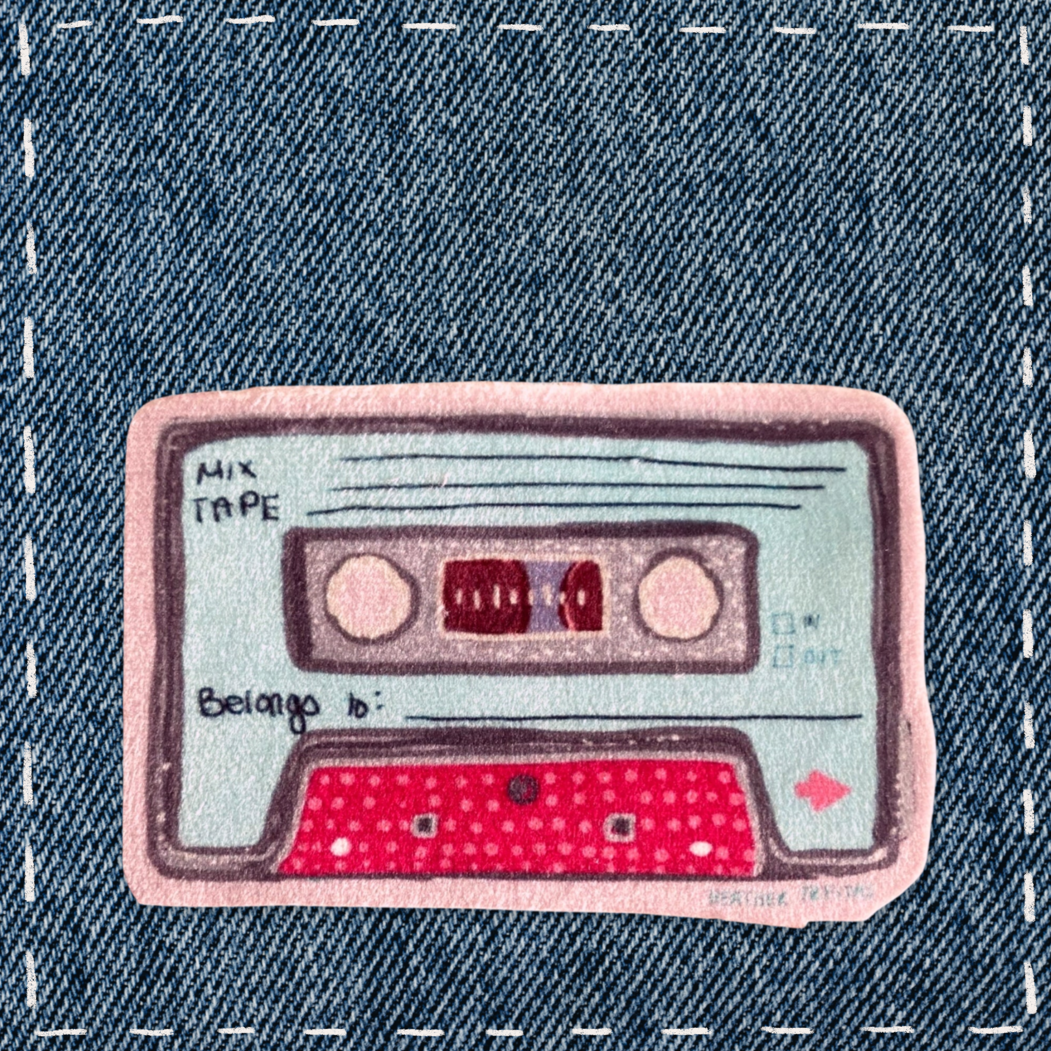 Teal Mixtape - Sew On Velveteen Patch