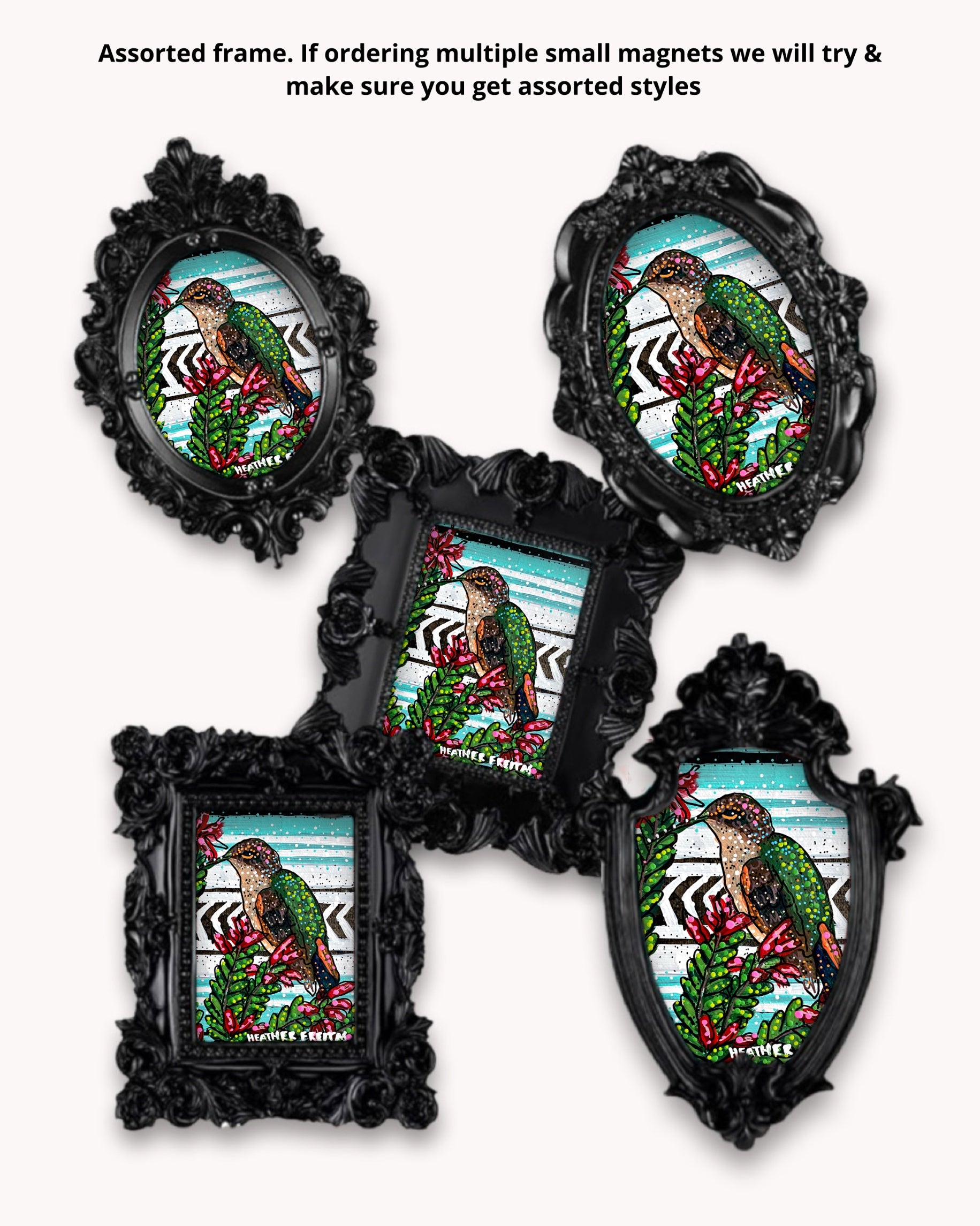 Ocotillo Hummingbird Framed Magnet ( Small )