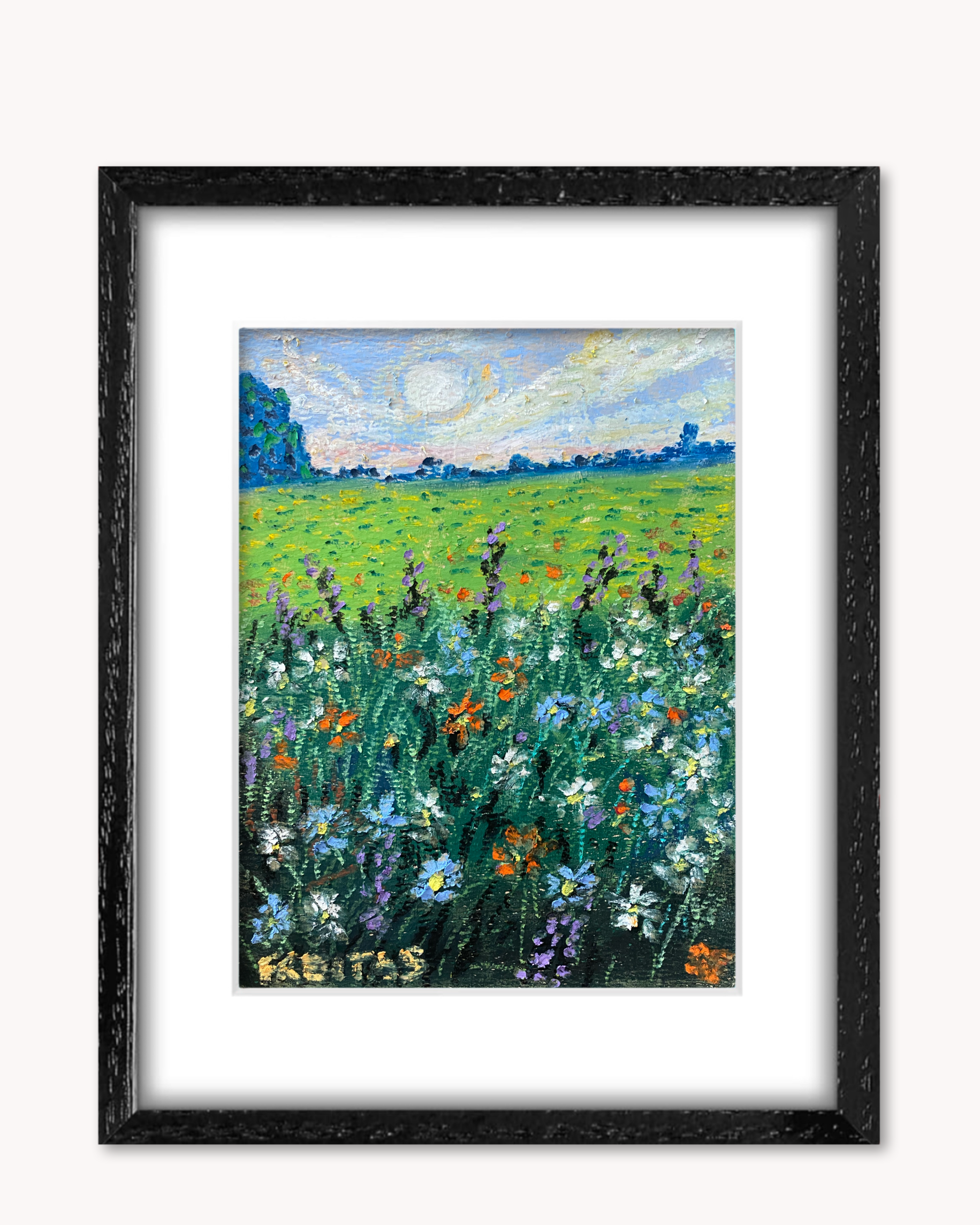 Beyond The Forest ( Framed Original Oil Pastel Art )