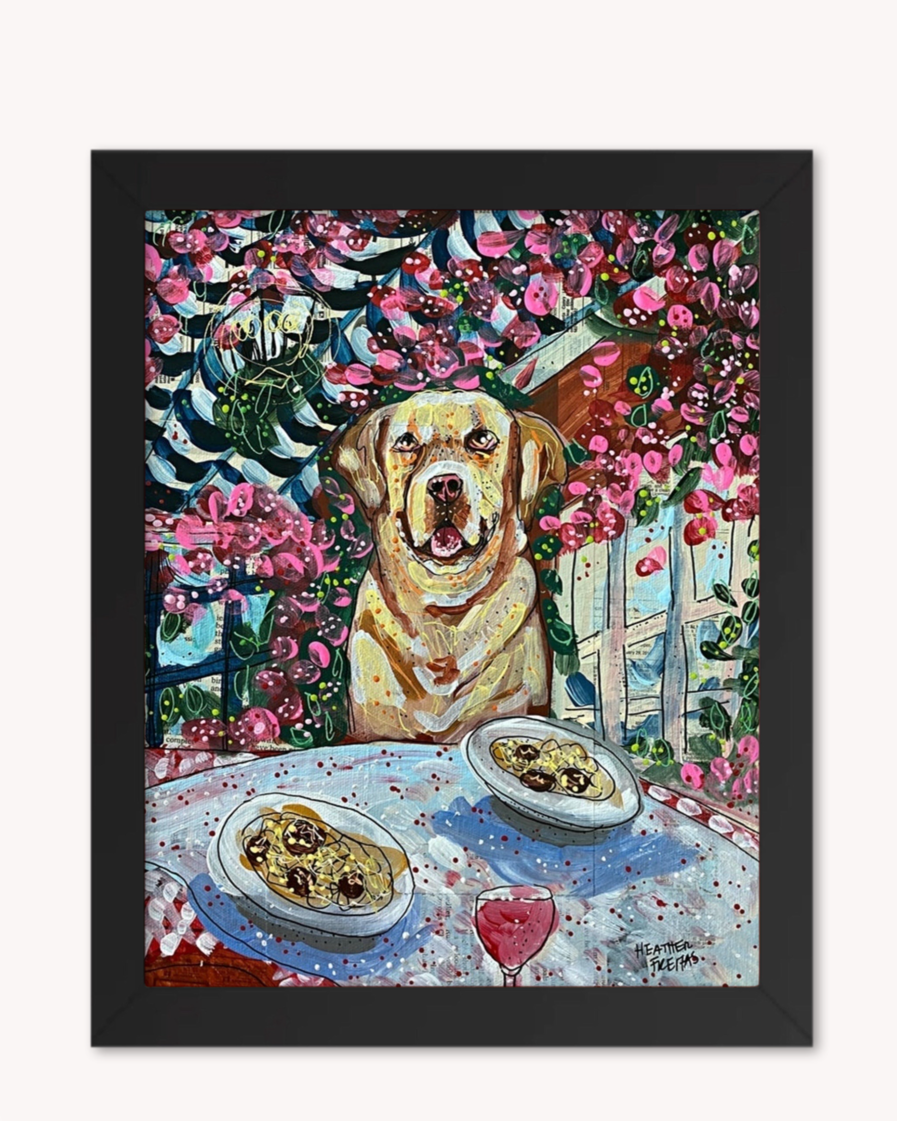 Yellow Lab Dining Print