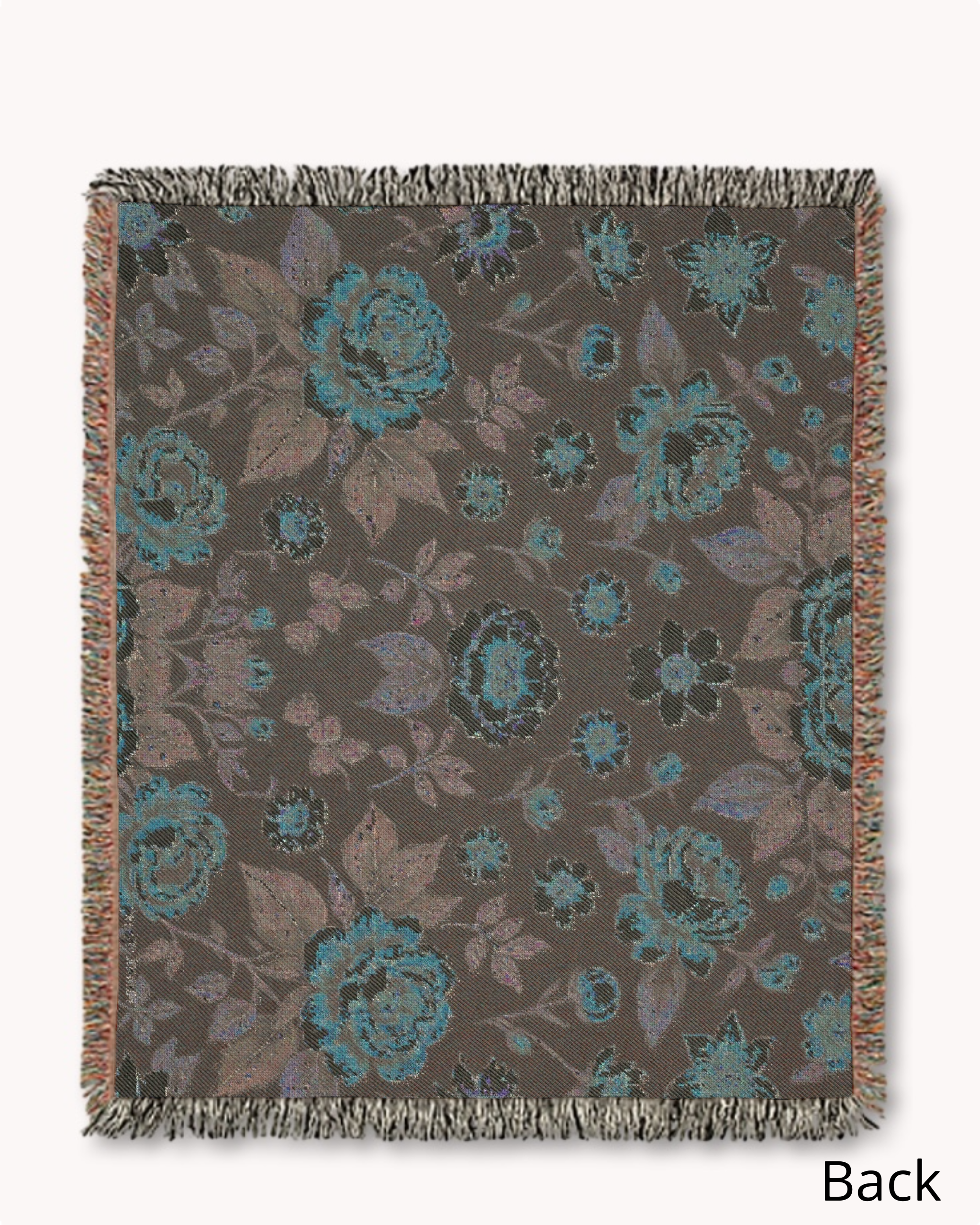 Black Vintage Floral Woven Blanket Tapestry