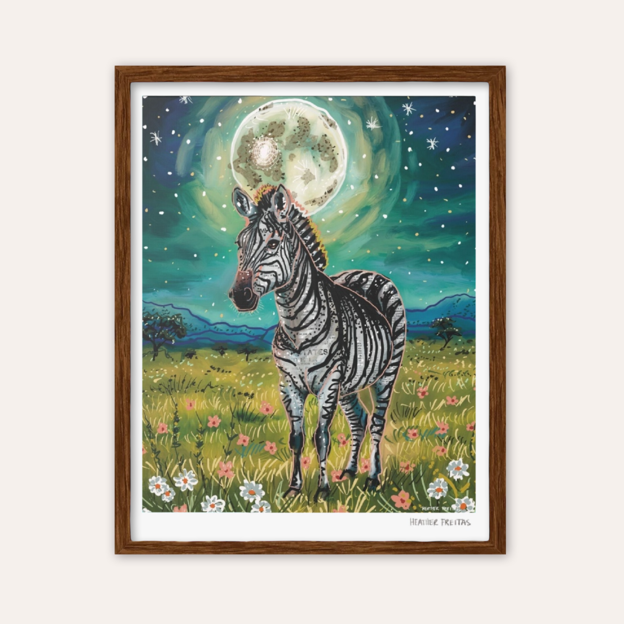 Floral Zebra Fine Art Print