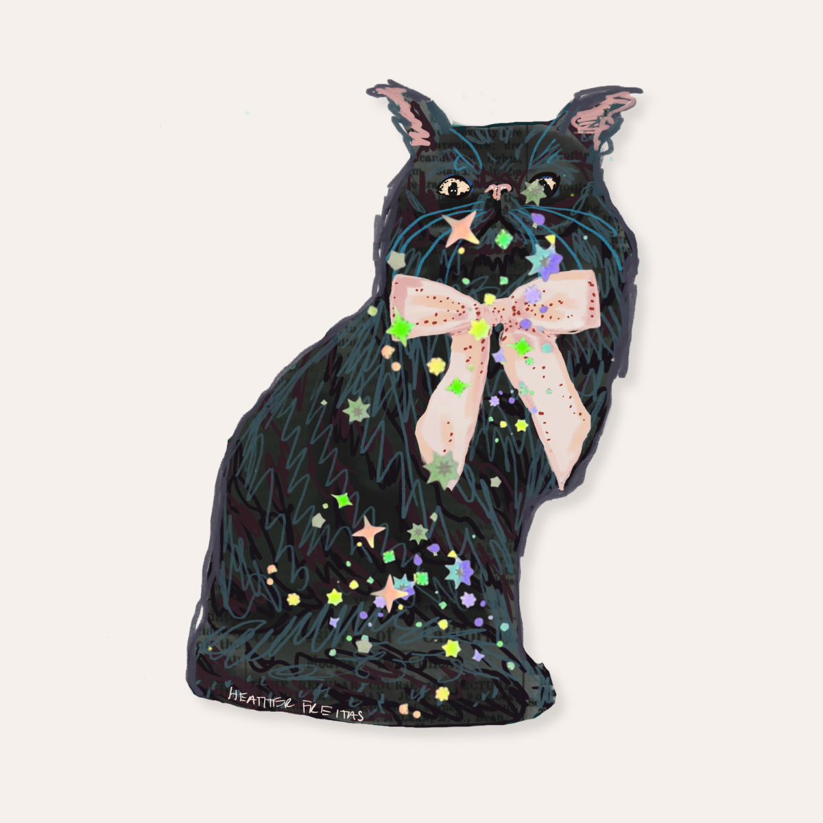 Black Persain Cat Sticker