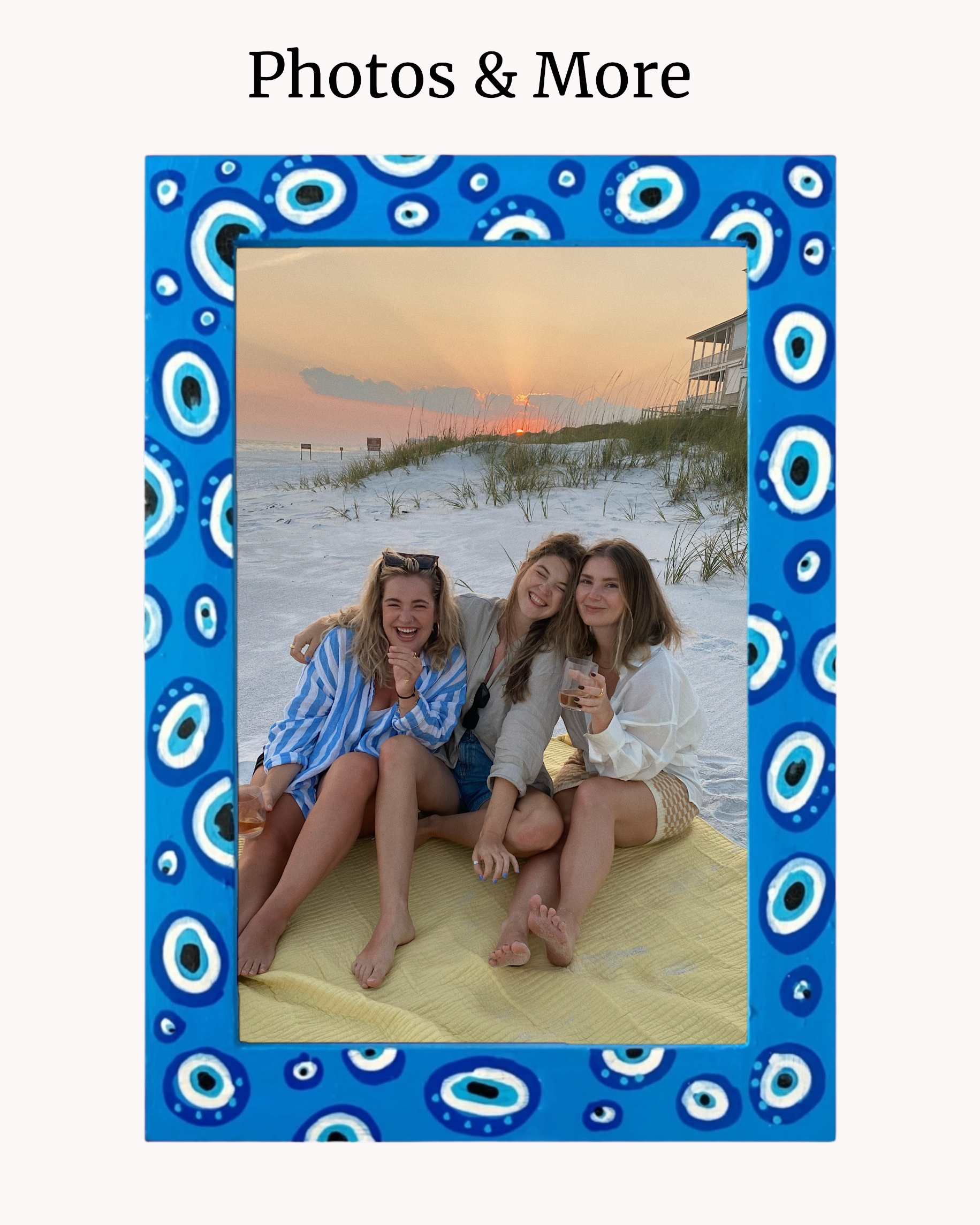 Crisp Blue Evil Eye ( Hand Painted Frame 4x6 inch)
