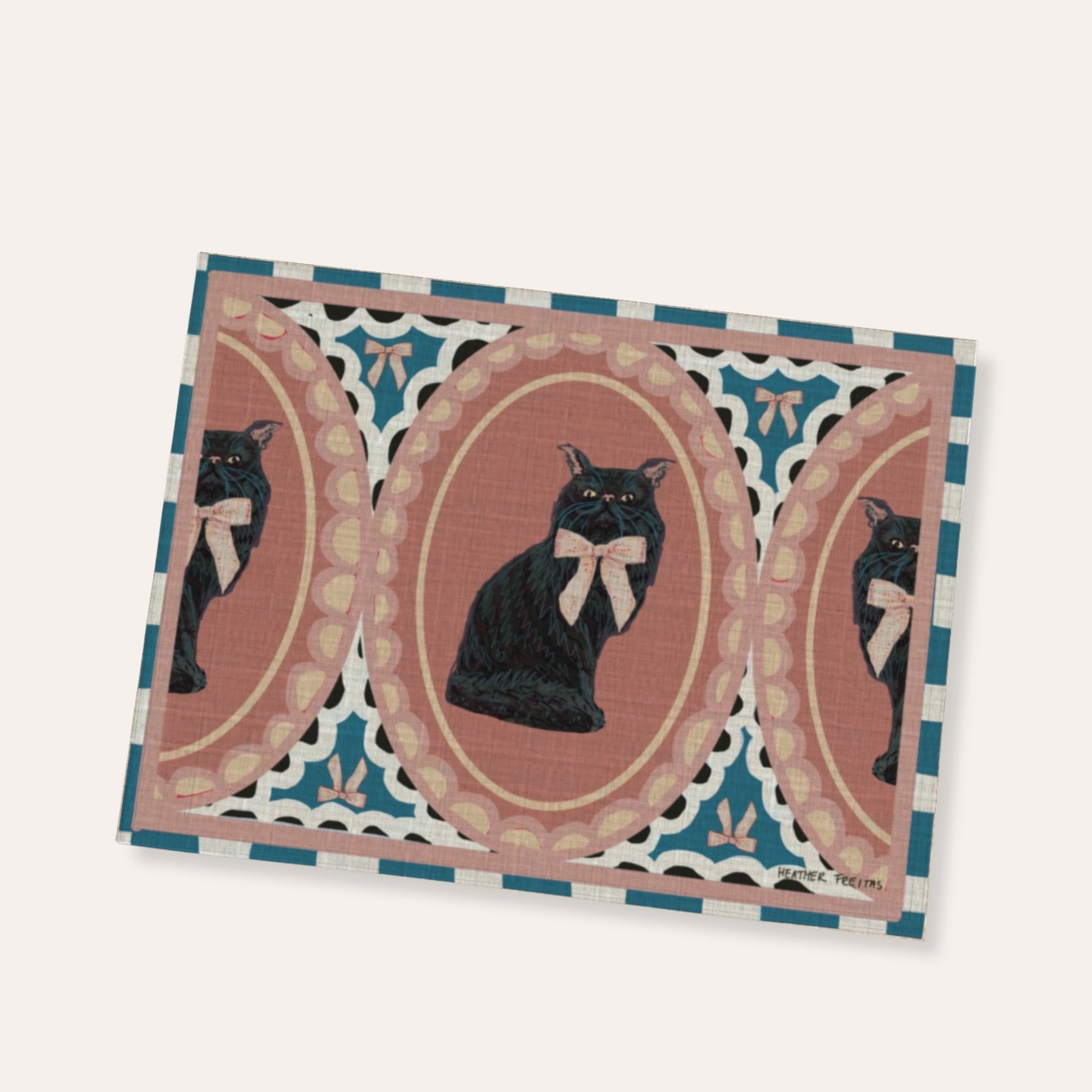 Black Persain With Bow Placemat