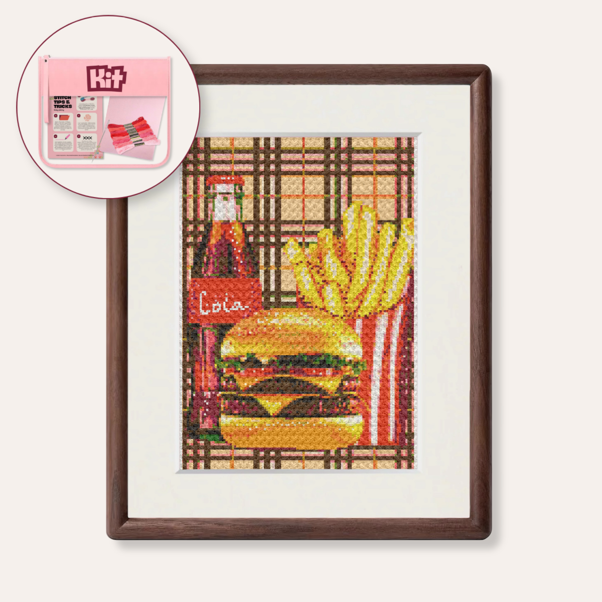 Buger With Fries Counted Cross Stitch Kit