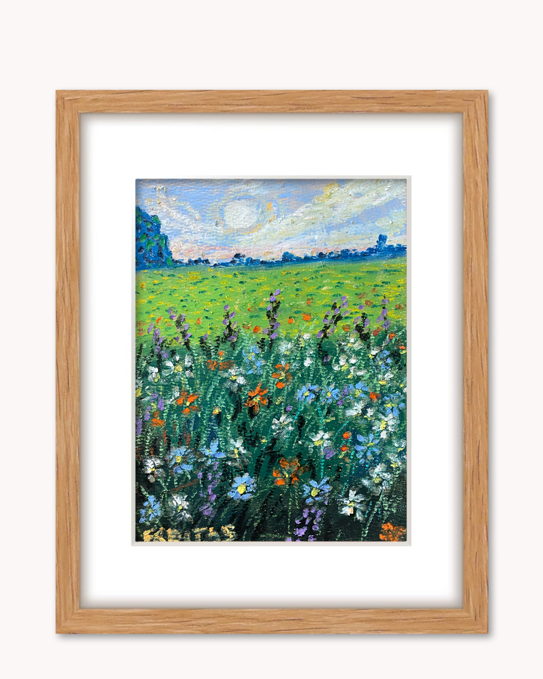 Beyond The Forest ( Framed Original Oil Pastel Art )