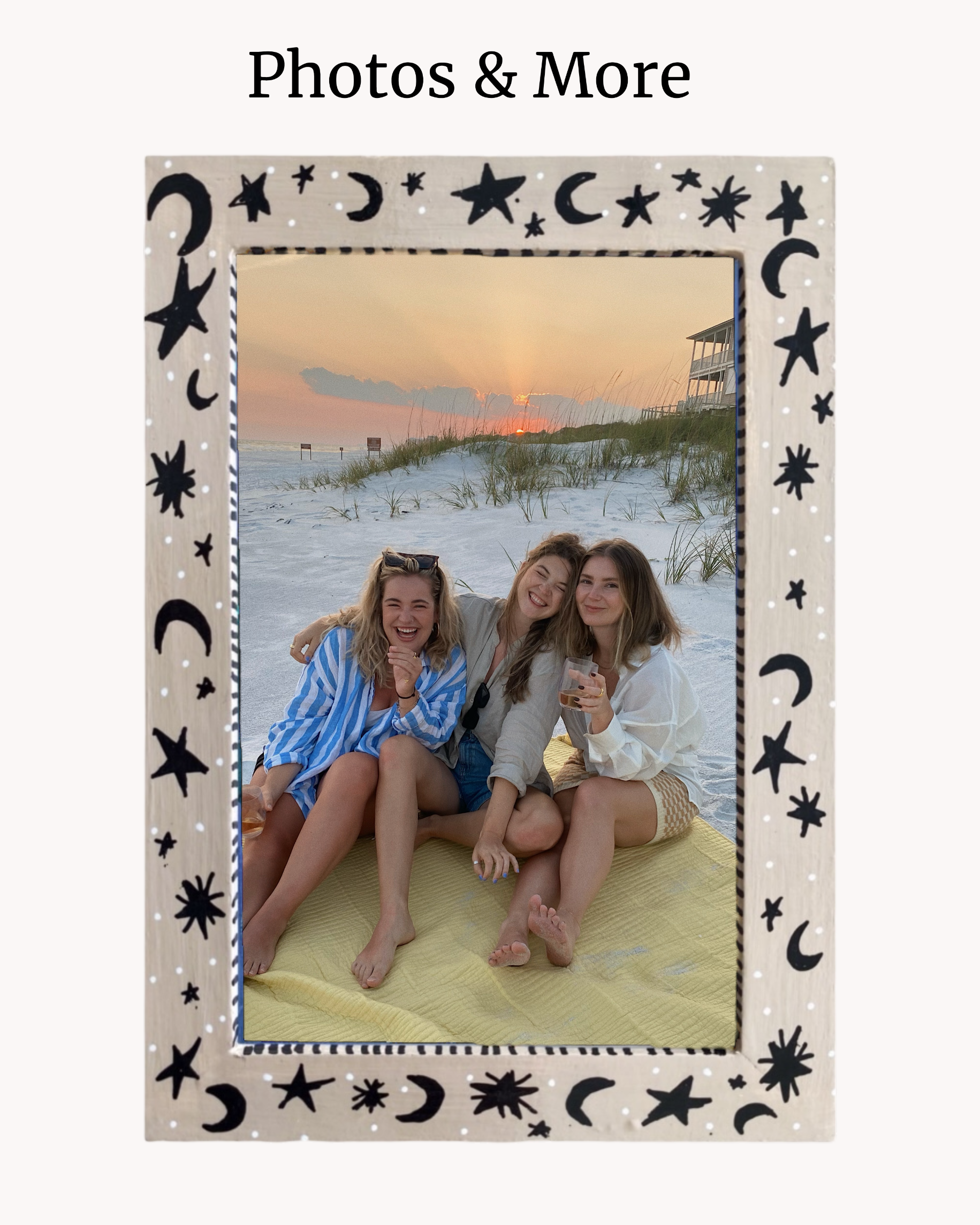 Sand Star & Moon ( Hand Painted Frame 4x6 inch)