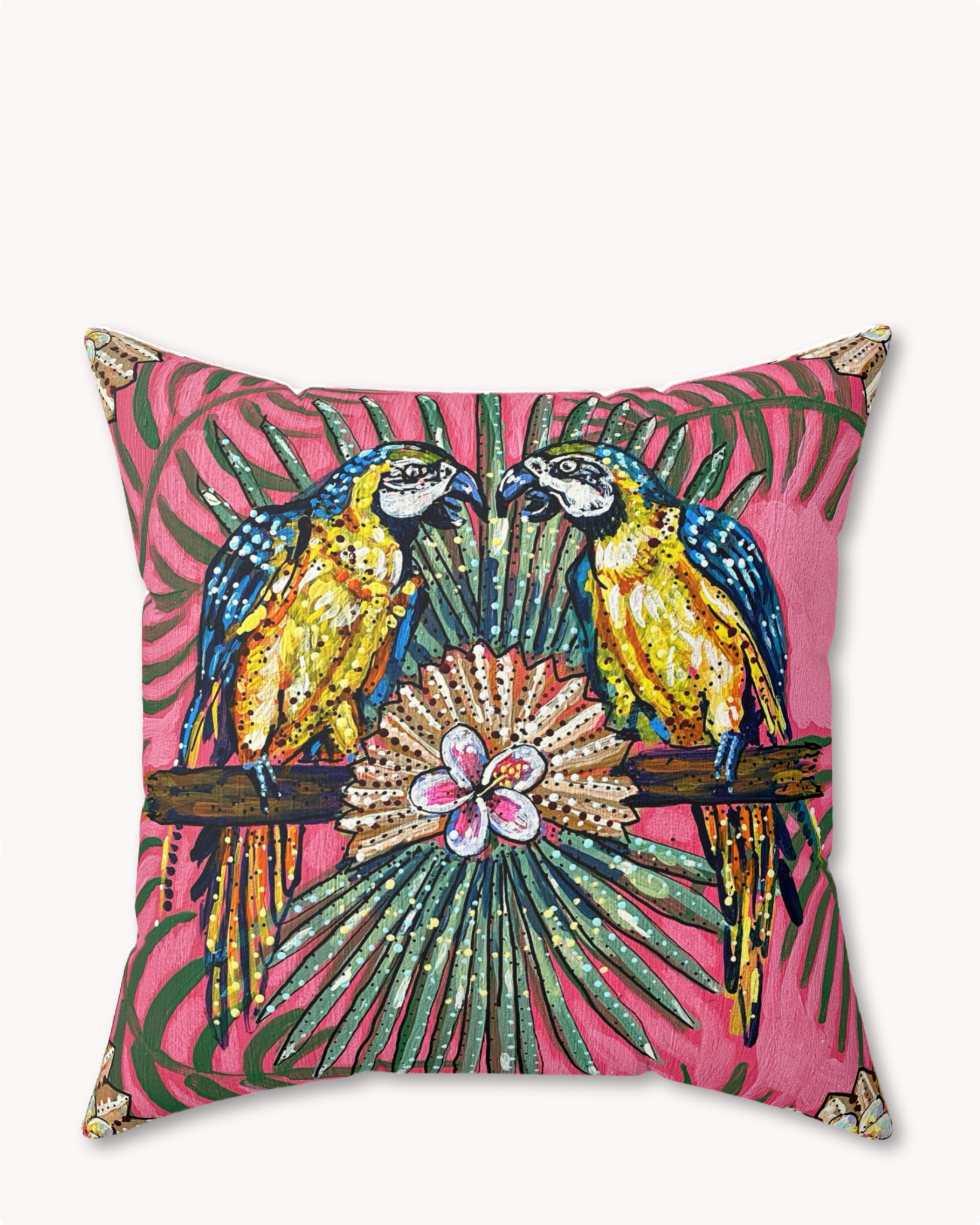 Parrot Paradise Decorative Faux Suede Throw Pillow