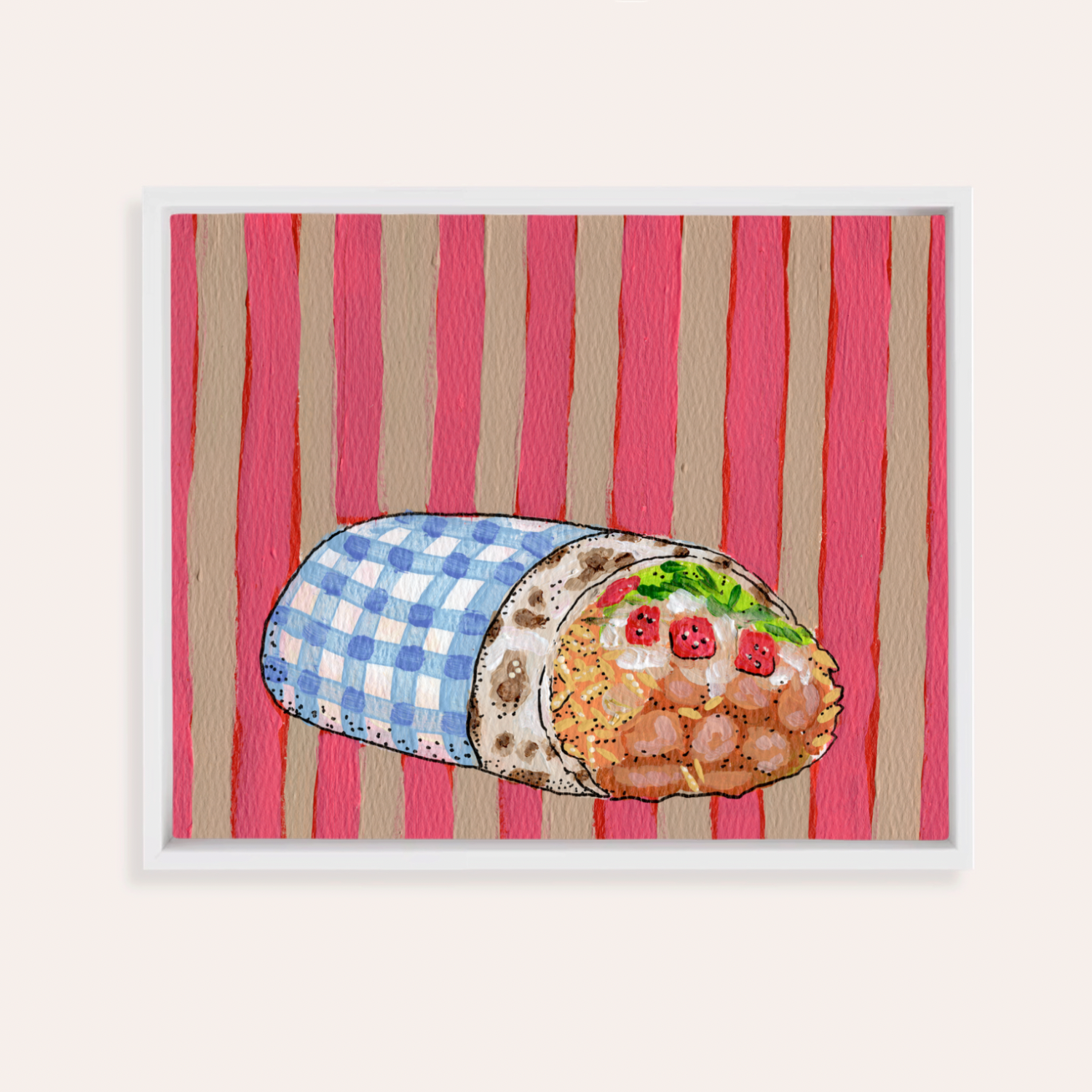 Gingham Burrito Framed Fine Art Canvas Print