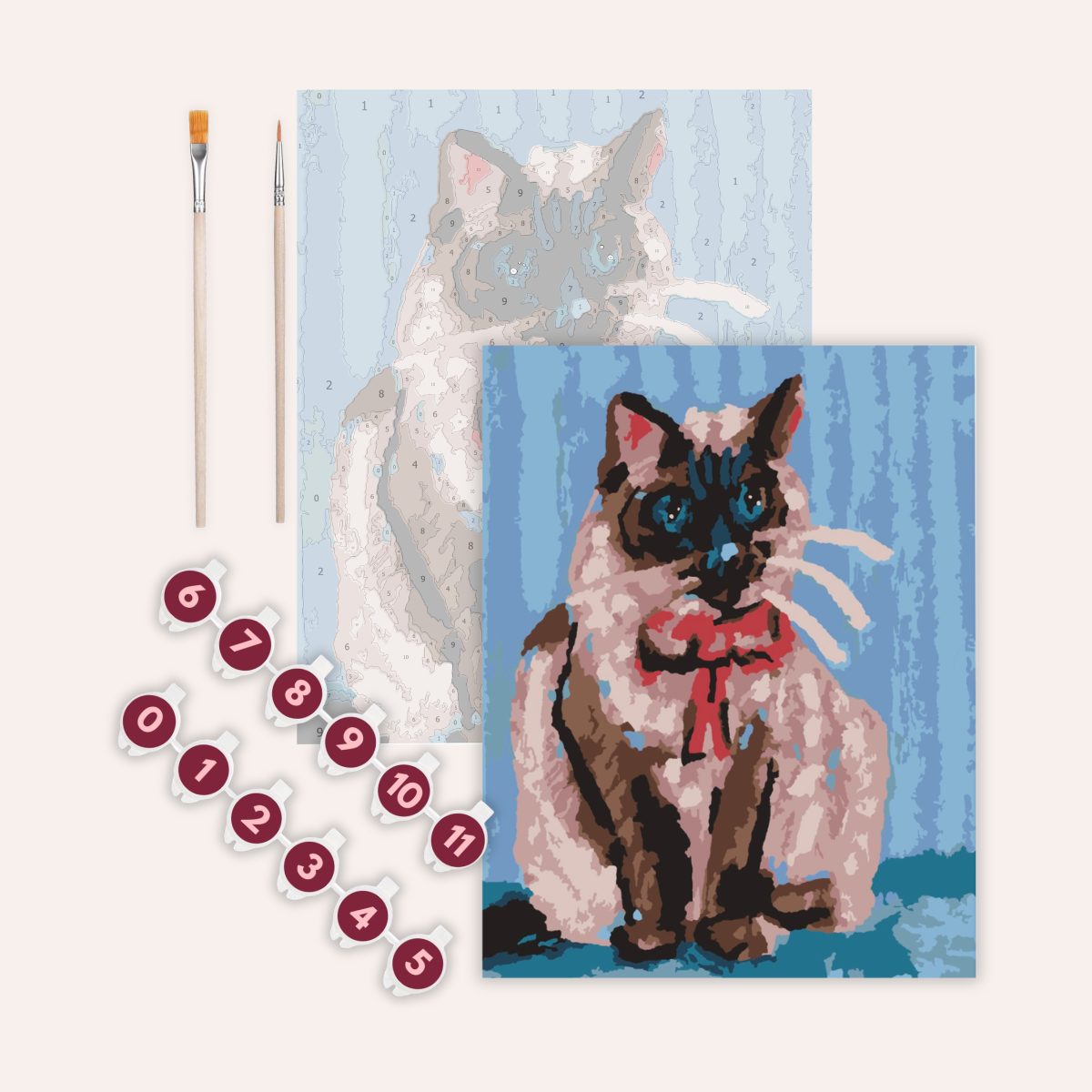 Cat With Bow - Paint by Numbers Kit