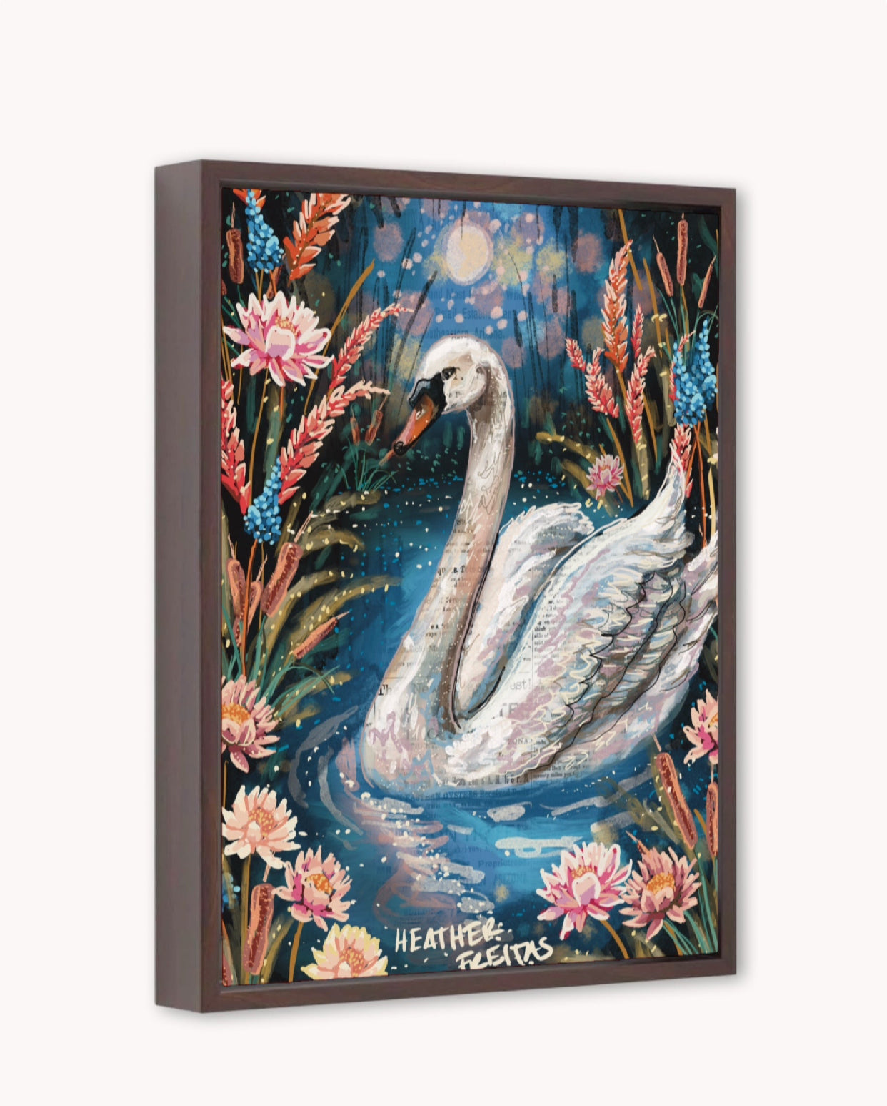 Serenity Swan Framed Canvas Print