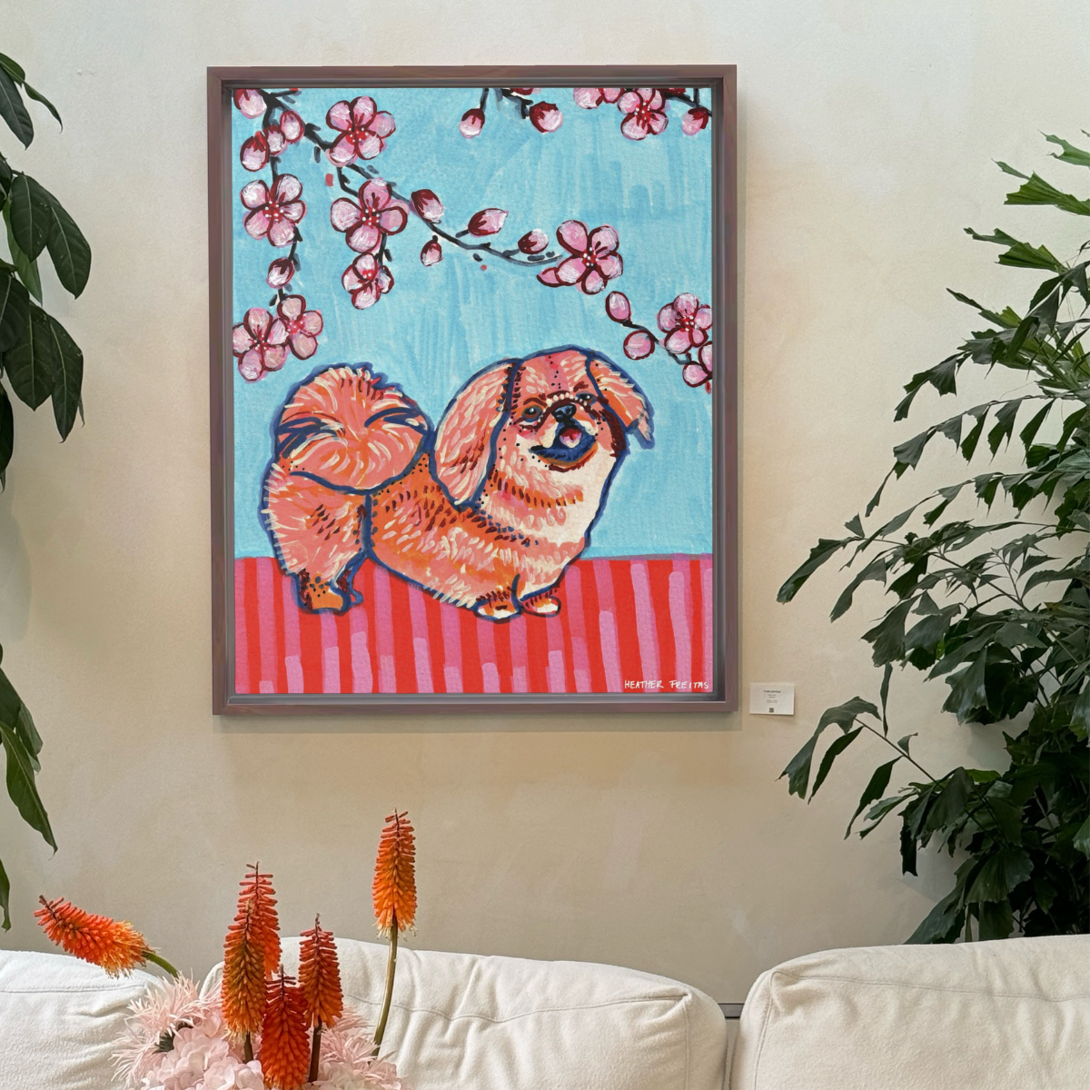 Pekingese Dog Framed Fine Art Canvas Print