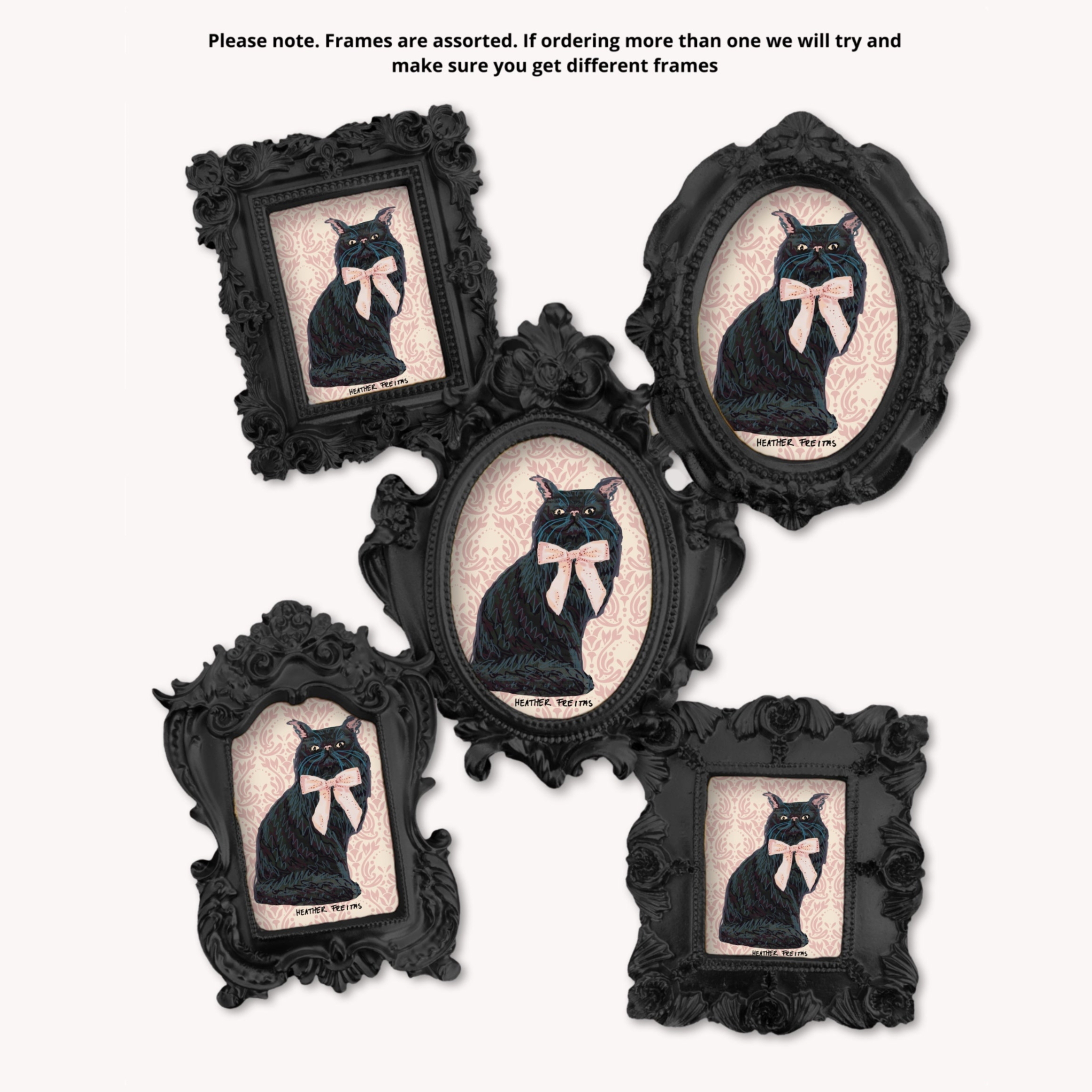 Black Persain Cat Framed Small Magnet
