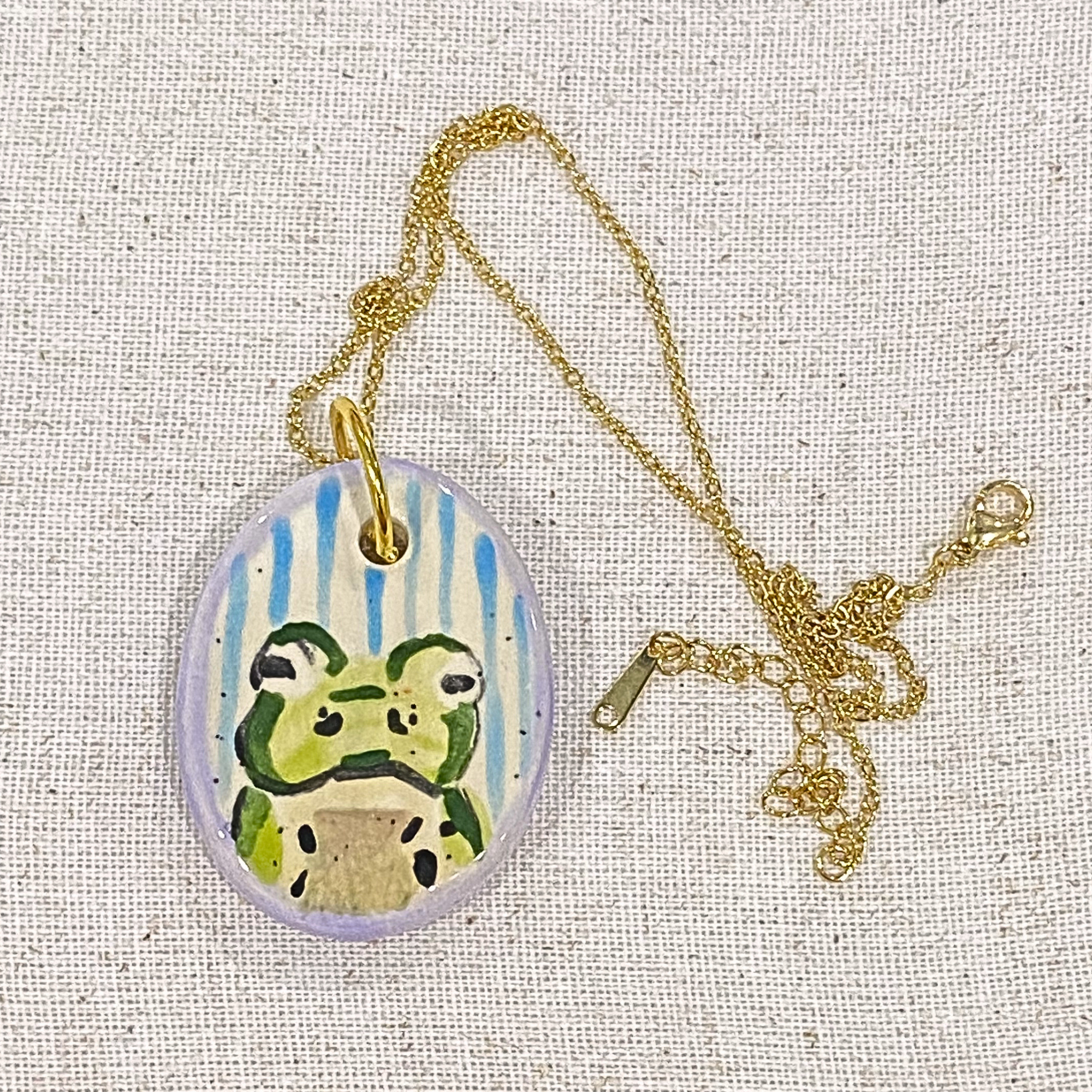Frog Hand Painted Ceramic Necklace