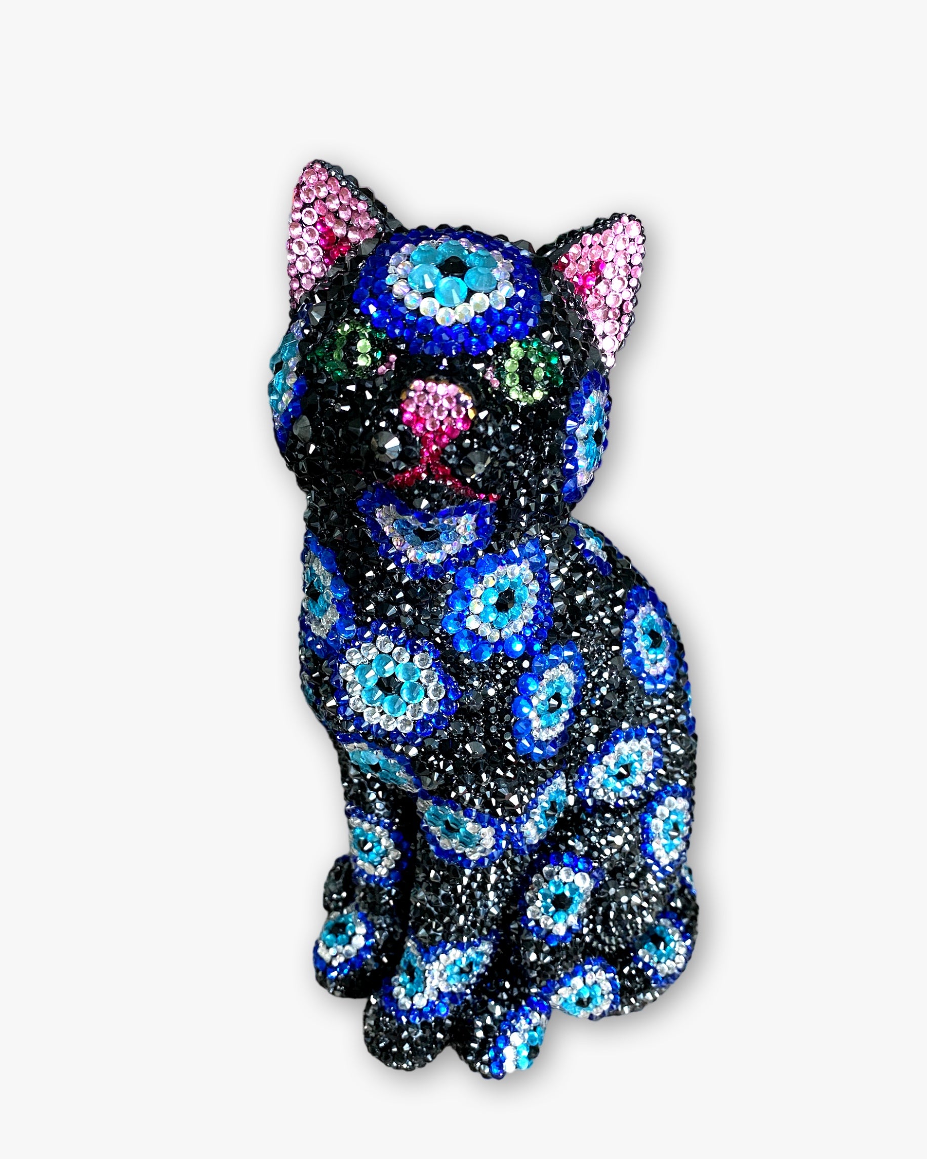 Black Cat Evil Eye Crystal Cat Sculpture - Heather Freitas - fine art home deccor