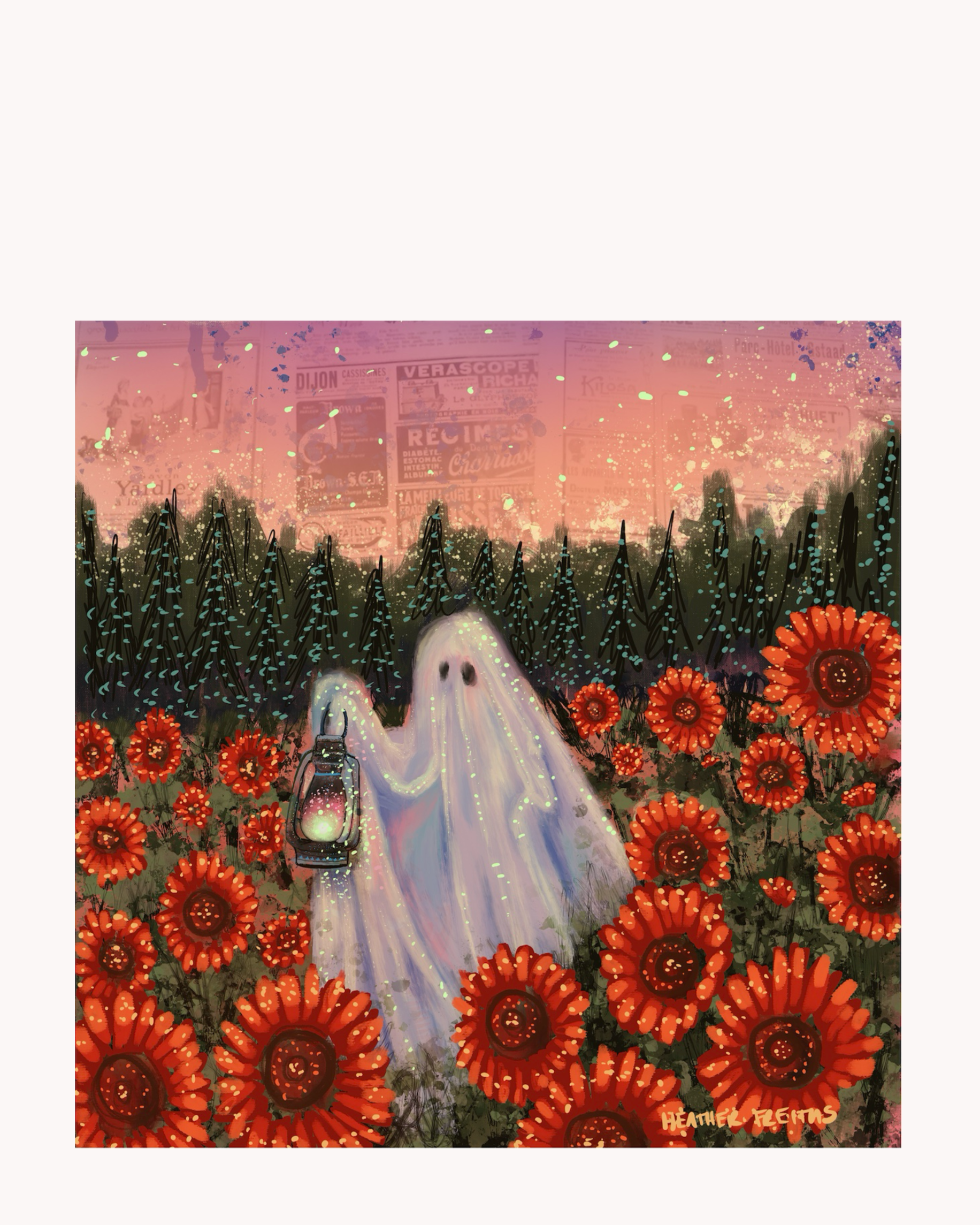 Twilight Sunflower Ghost Acrylic Tray