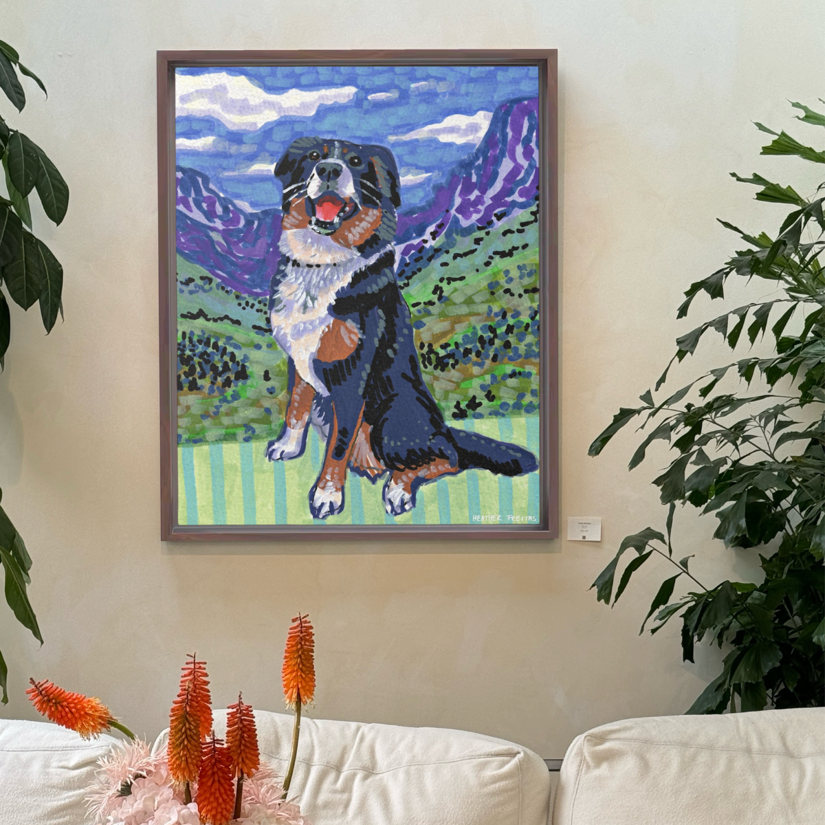Bernese Mountain Dog Framed Fine Art Canvas Print
