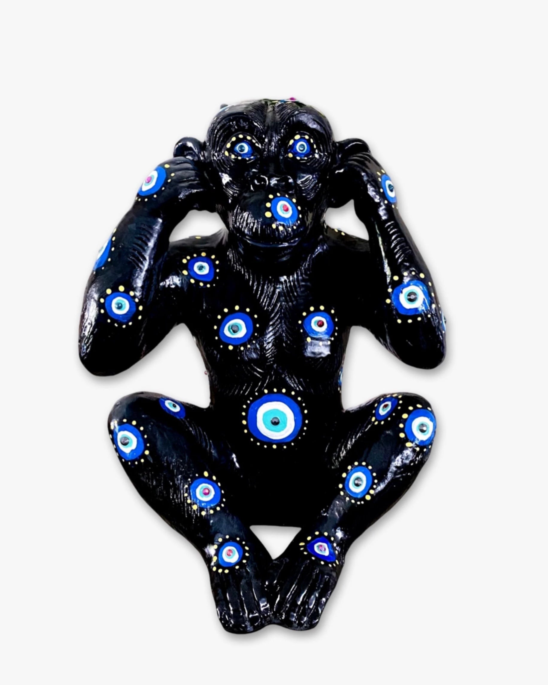 Speak No Evil, Evil Eye Monkey ( Hand Painted Sculpture )