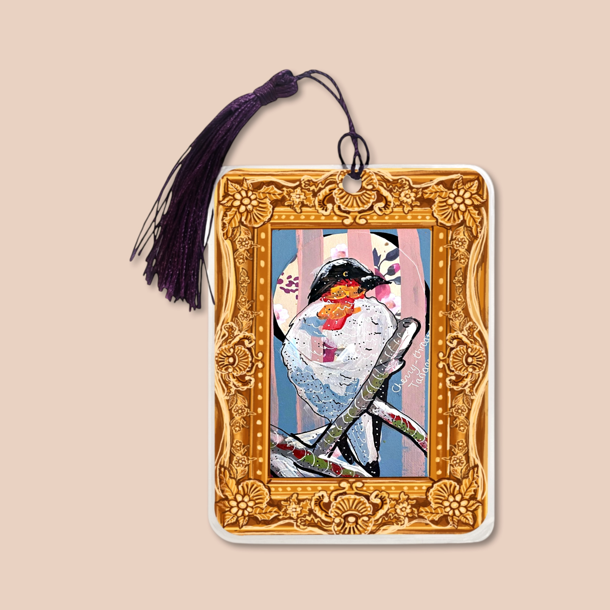 Cherry Throated Tanger Fine Art Painting Bookmark