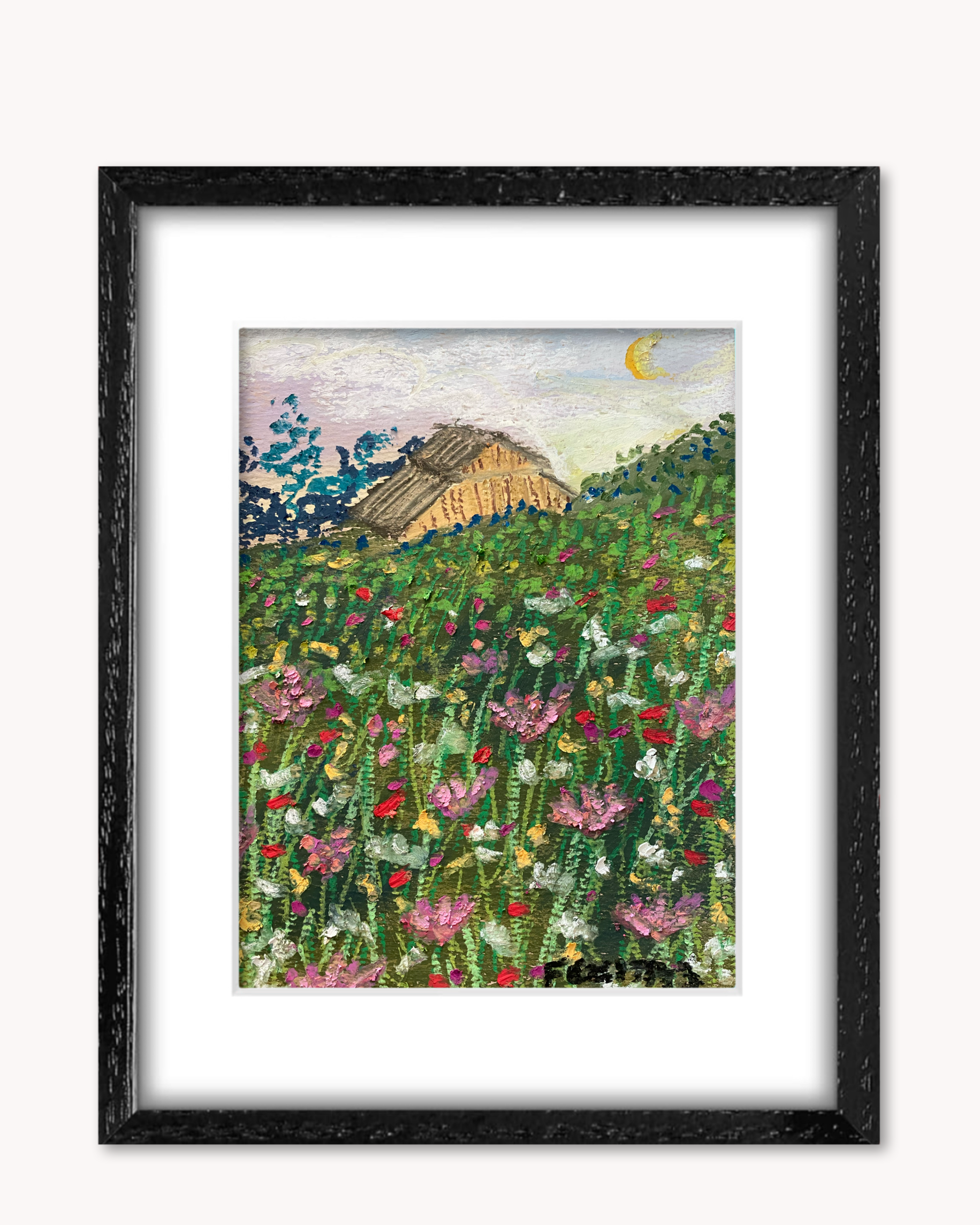 A Walk in the Woods ( Framed Original Oil Pastel Art )