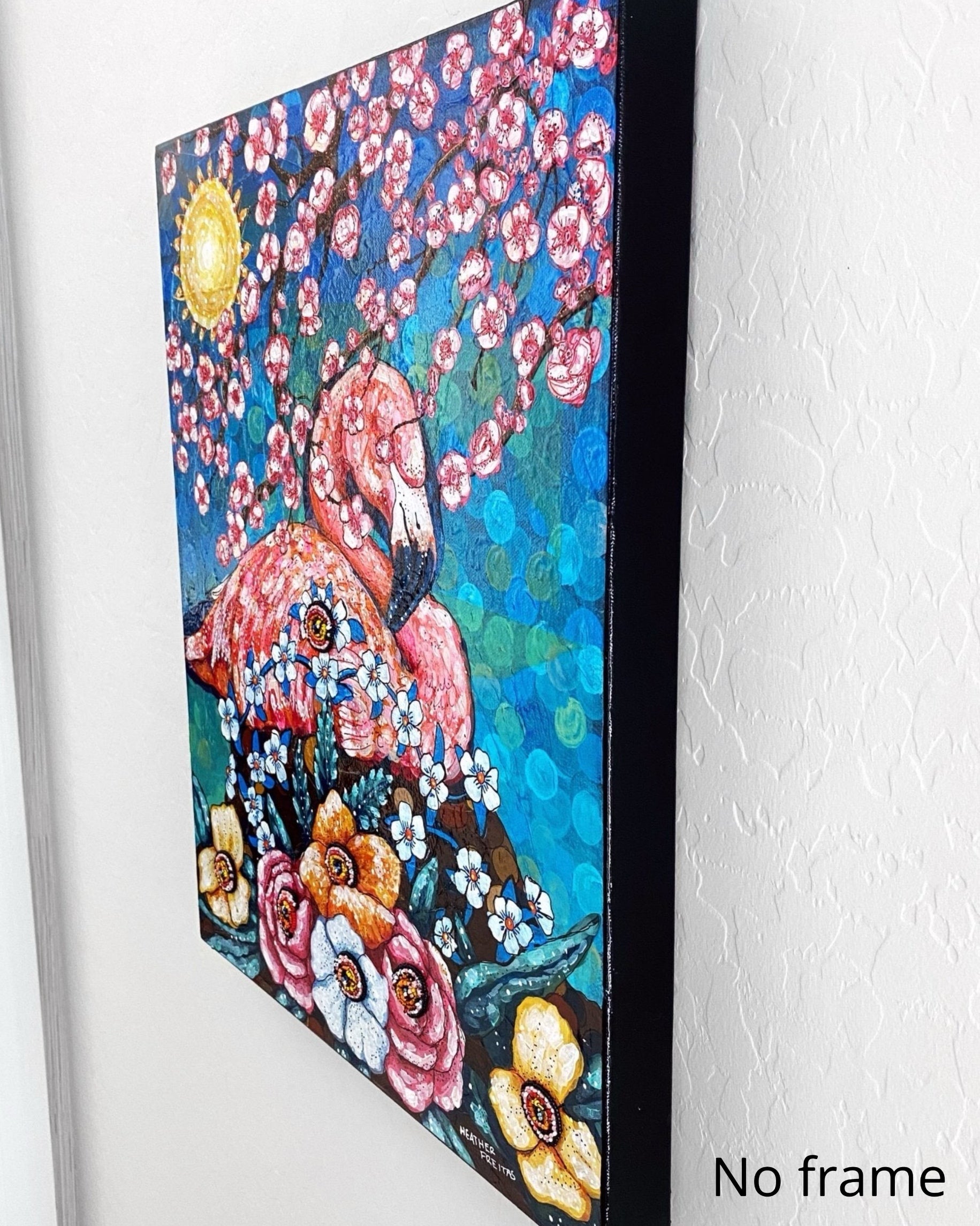 Pinky Flamingo ( Original Painting With Beaded Accents )