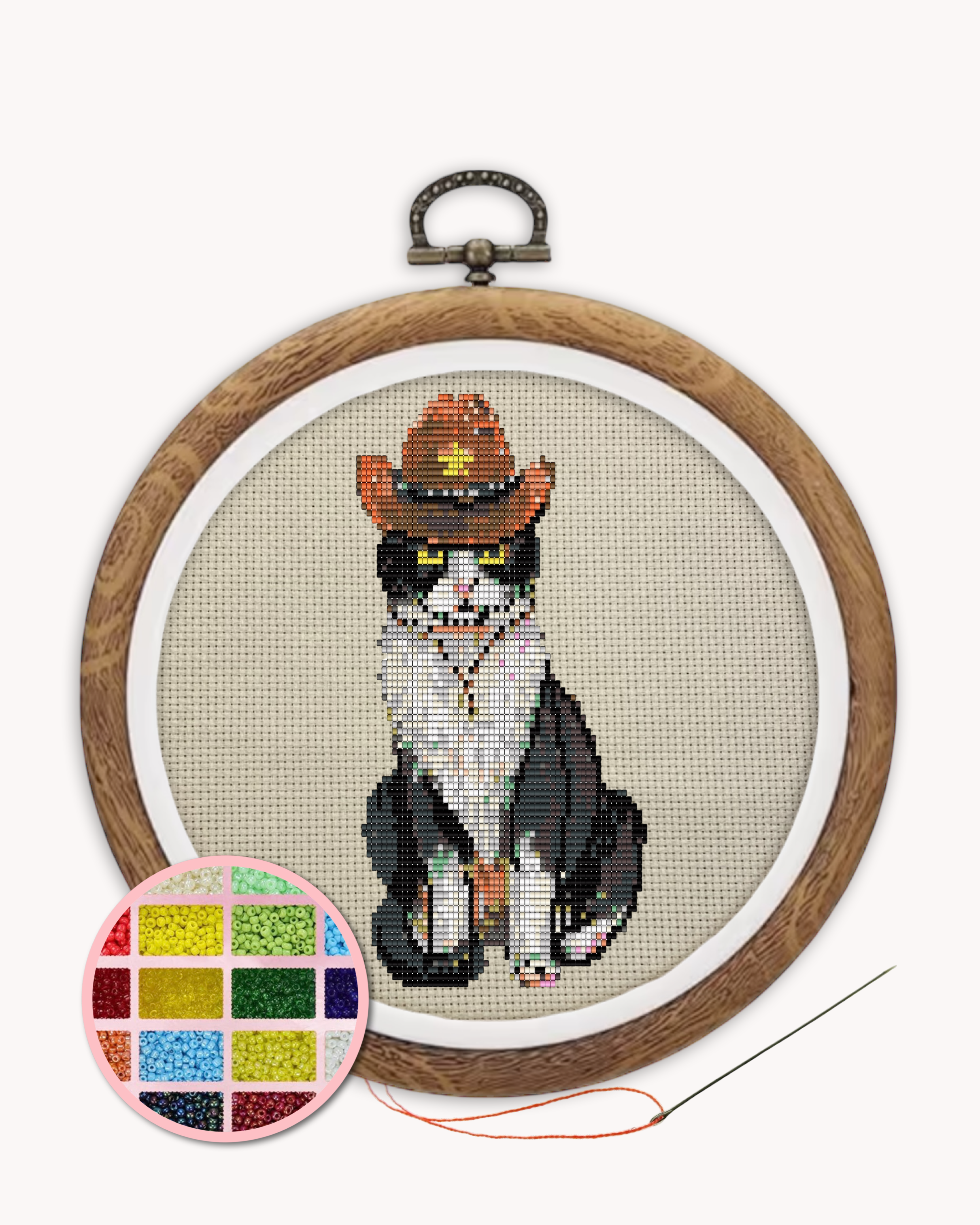 Cowboy Cat Beaded Art Kit ( XL 6 inch )