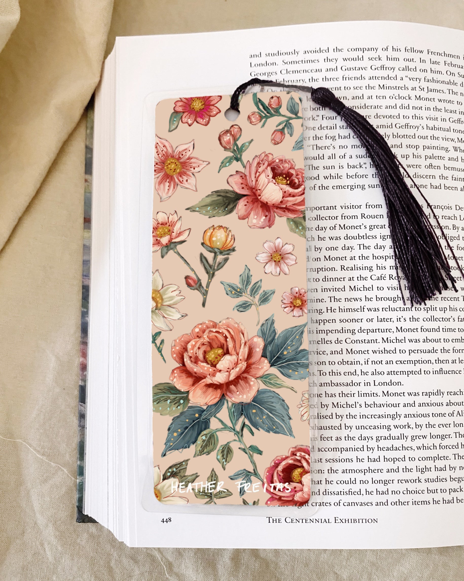 Buff Rose Vintage Floral Bookmark
