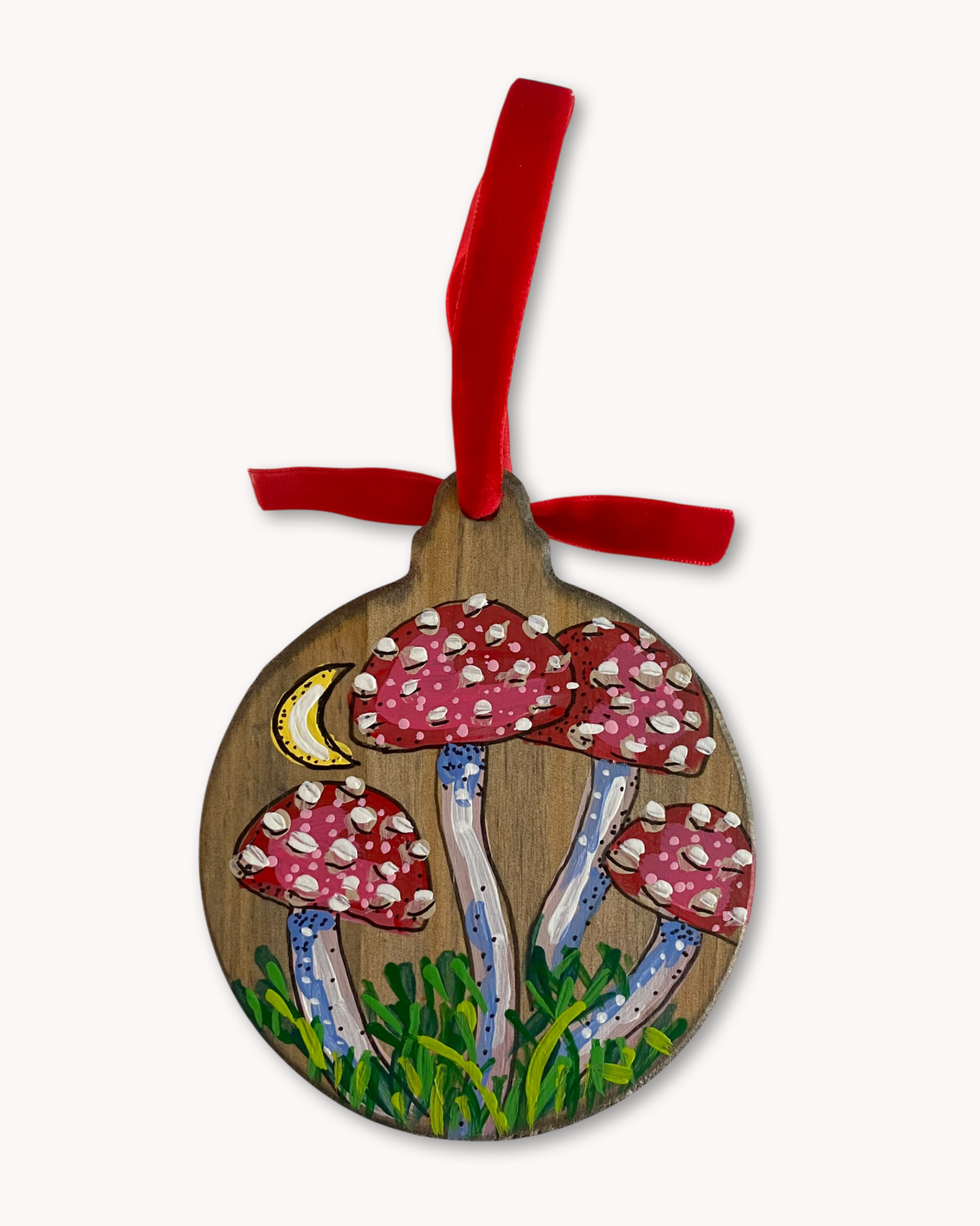 Mushrooms & Moon Hand Painted Ornament