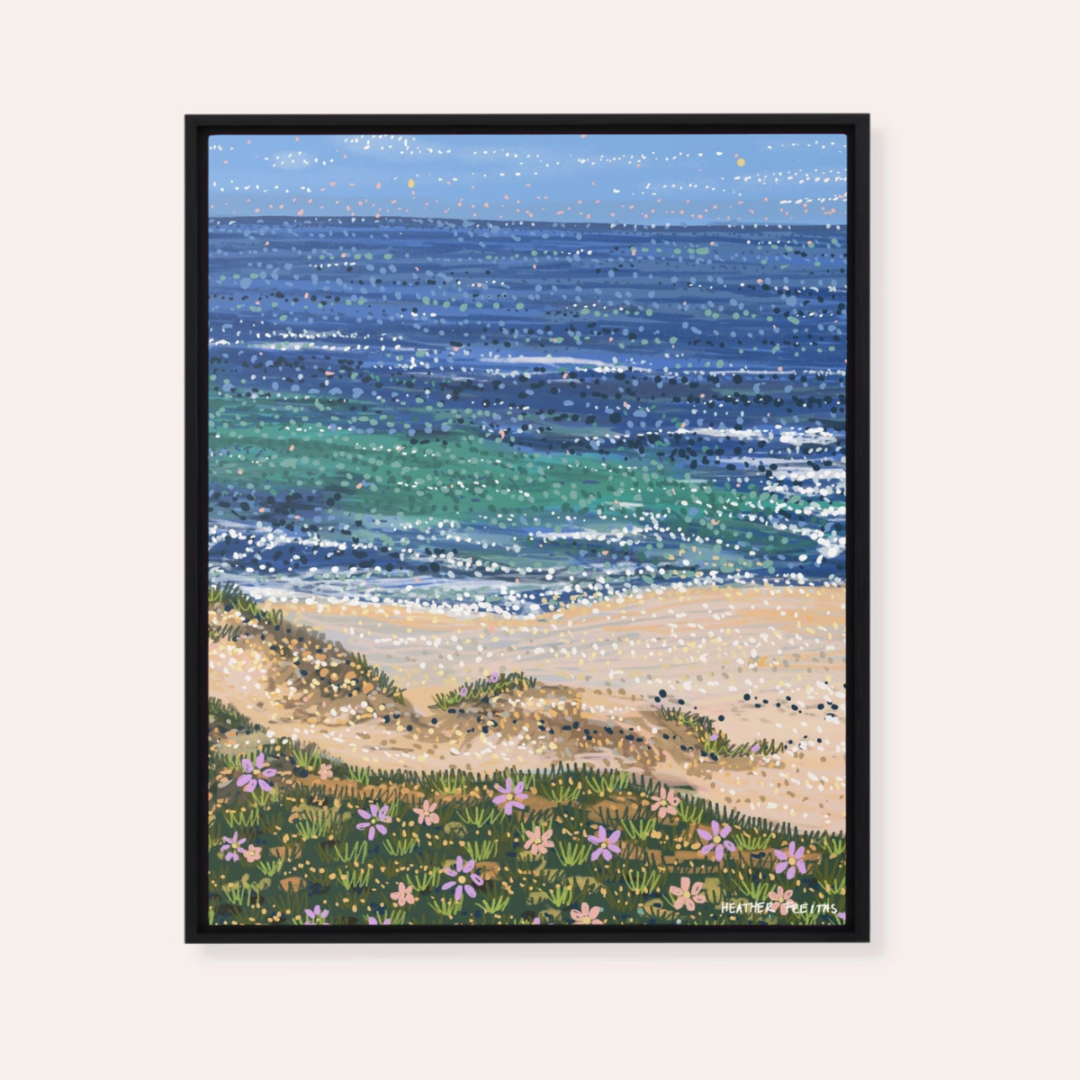 Daisy Tides Framed Fine Art Canvas Print