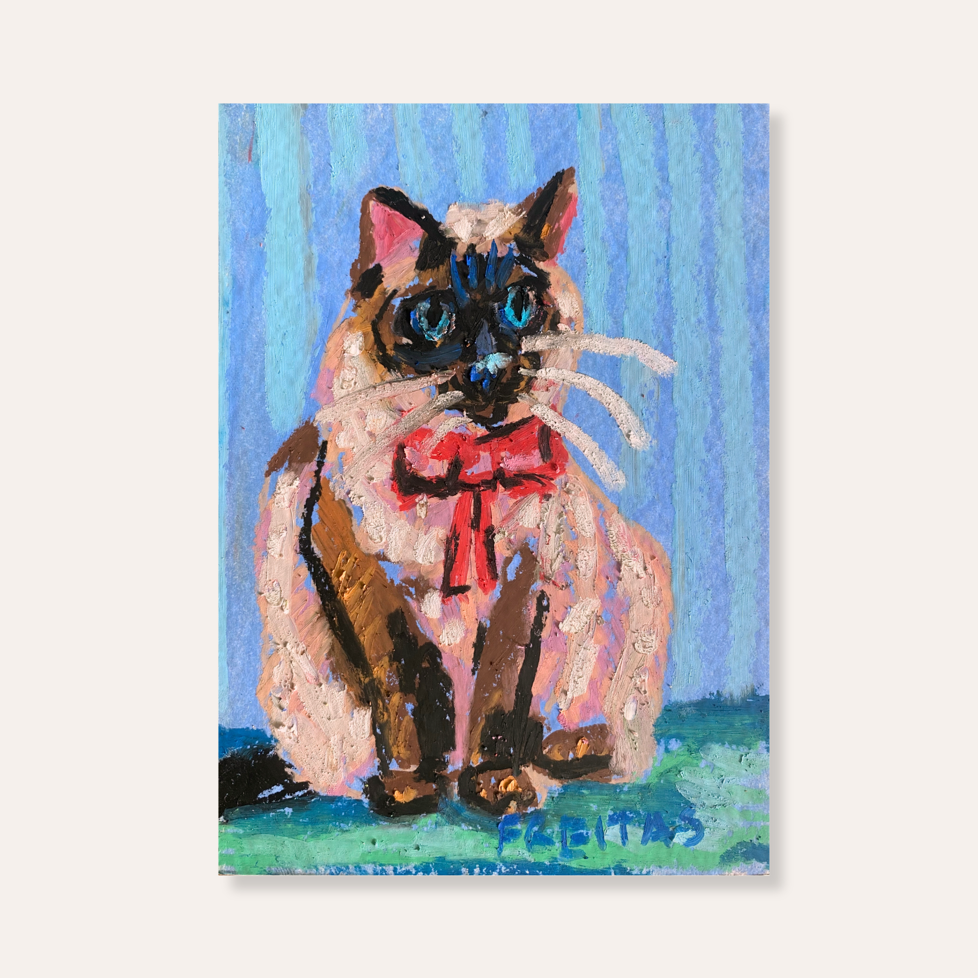 Seal Point Cat With Bow Mini Fine Art Print