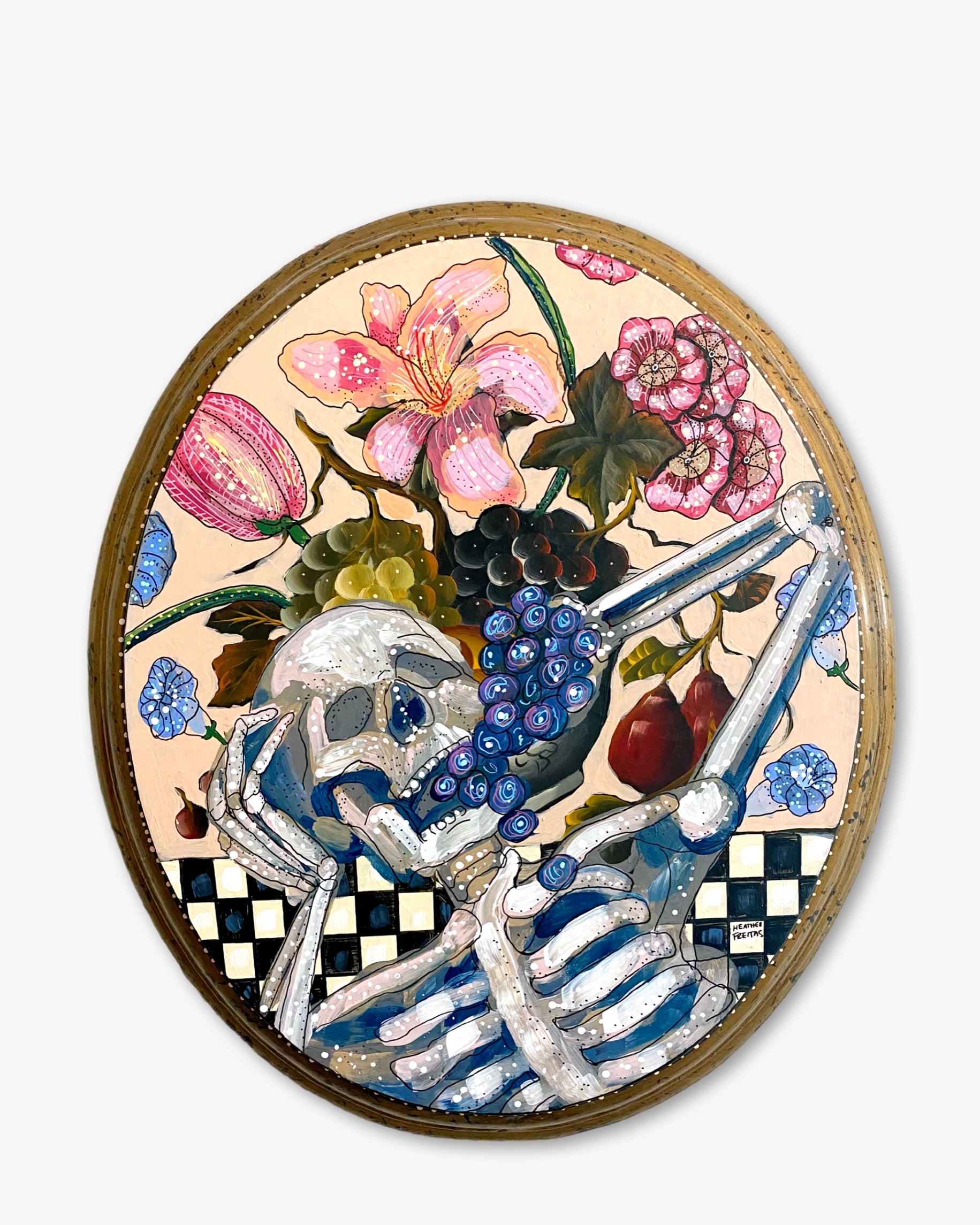 Wine & Dine ( Original Painting - Painted Thrifted Painting )