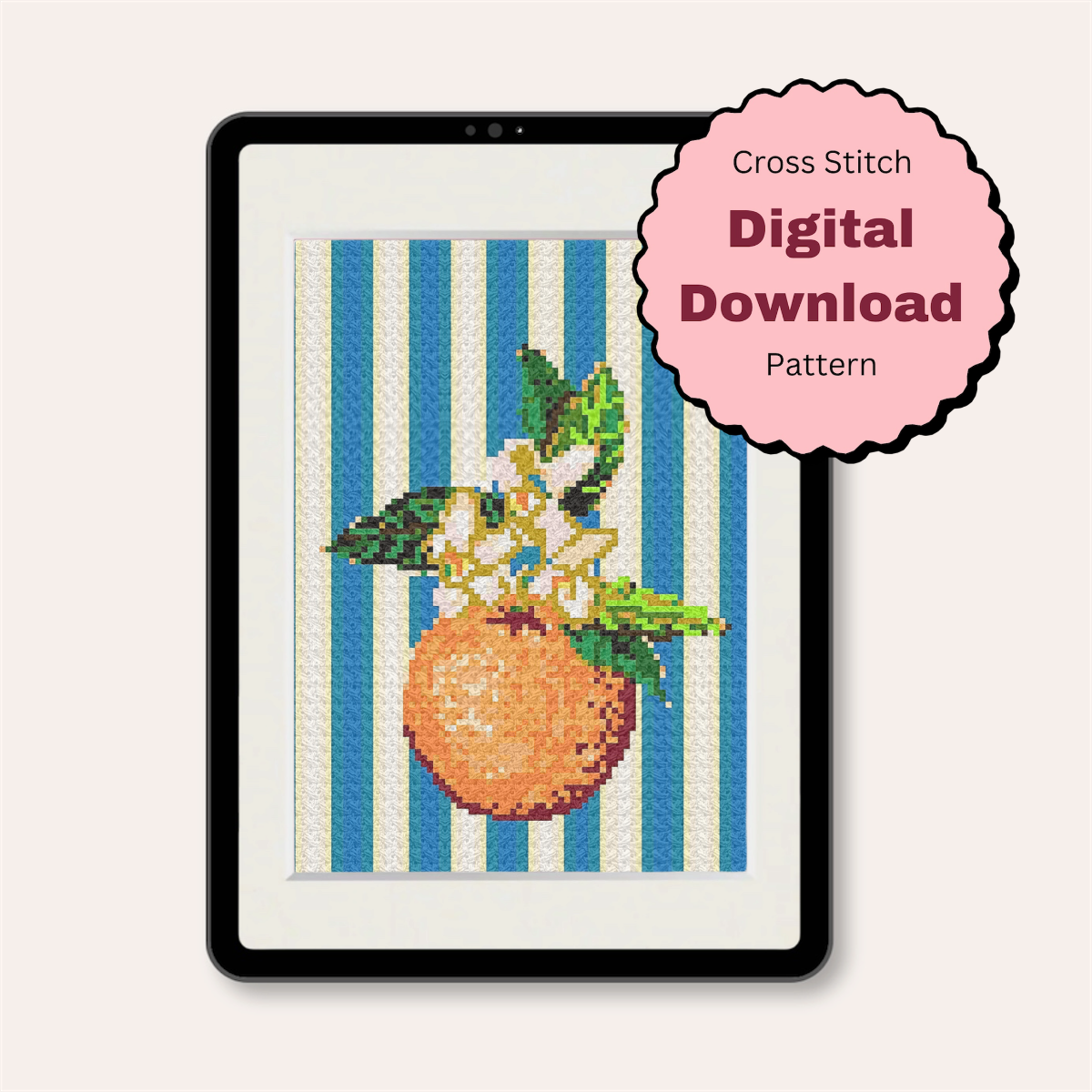 Orange Counted Cross Stitch Pattern ( Digital Download )