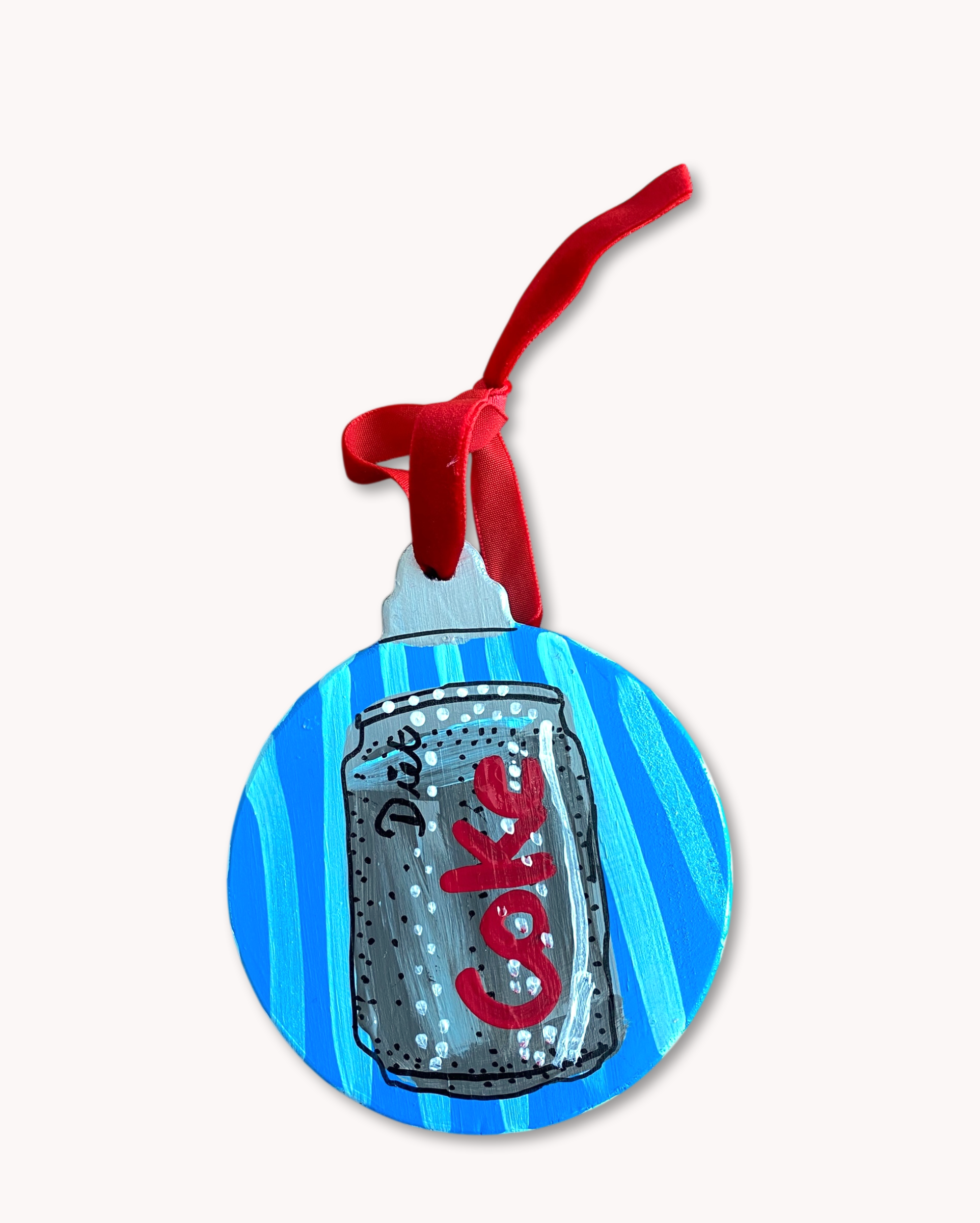 Blue Diet Soda Hand Painted Ornament