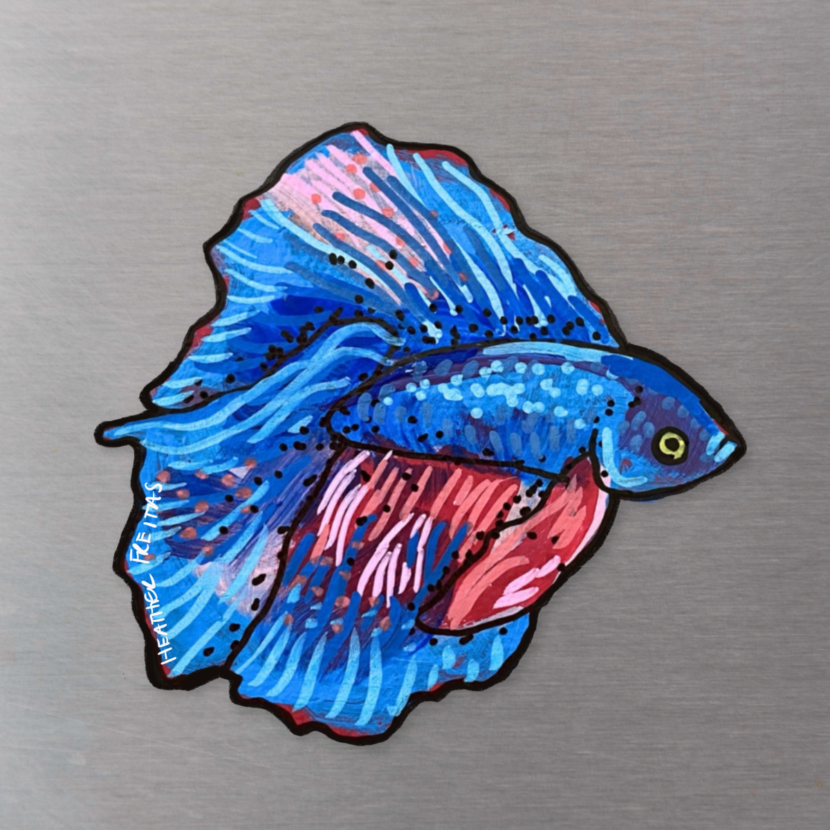 Blue Betta Goldfish Magnet ( Die-Cut )