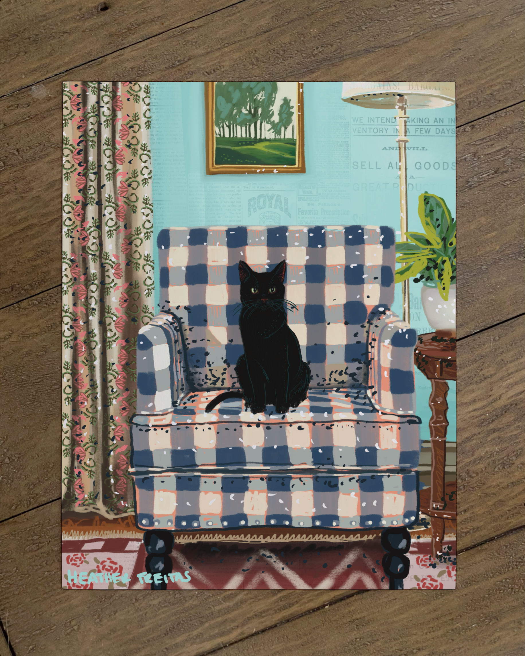 Black Cat - Build Your Pet Portrait Paper Print