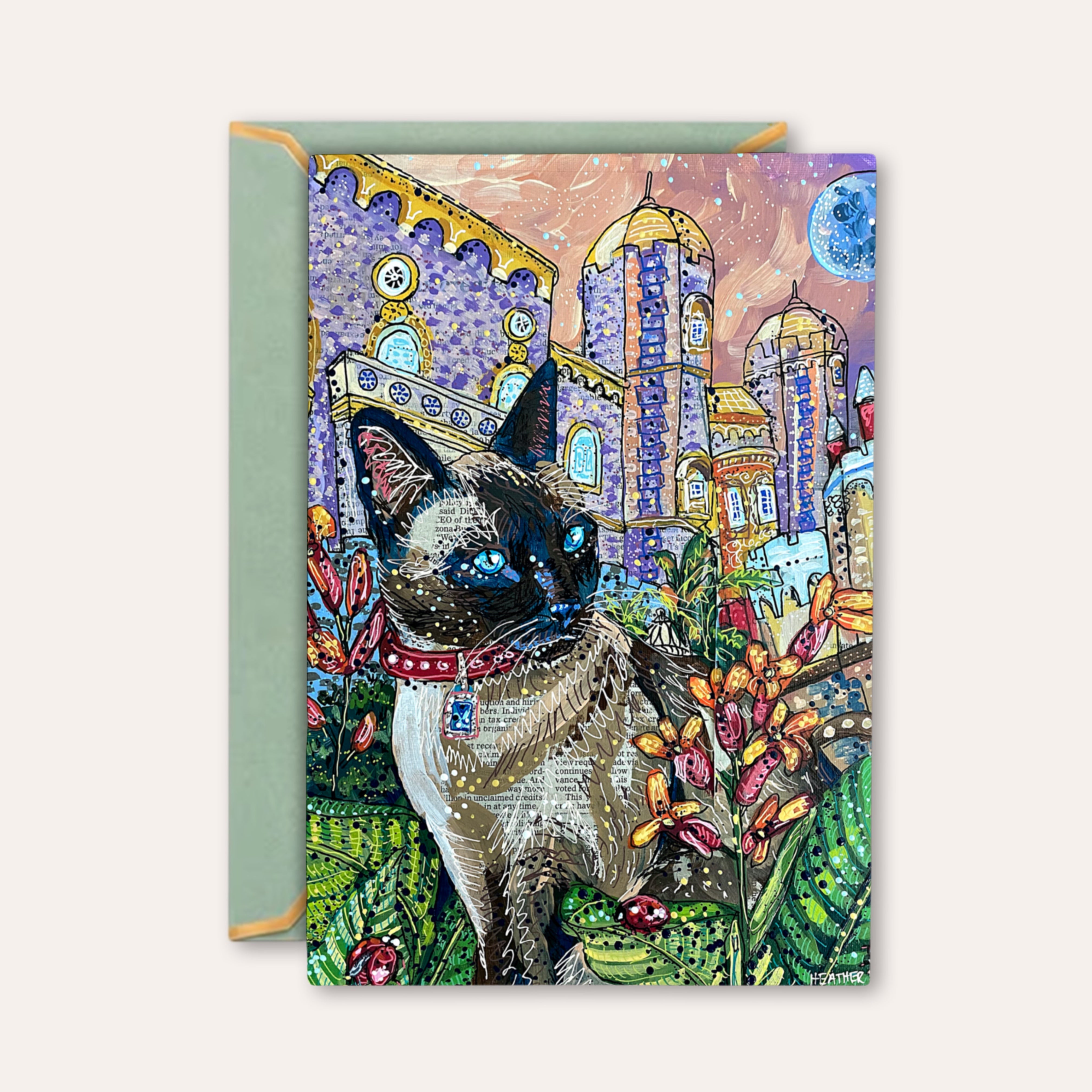 Moon Castle Cat - Greeting Card / Fine Art Print