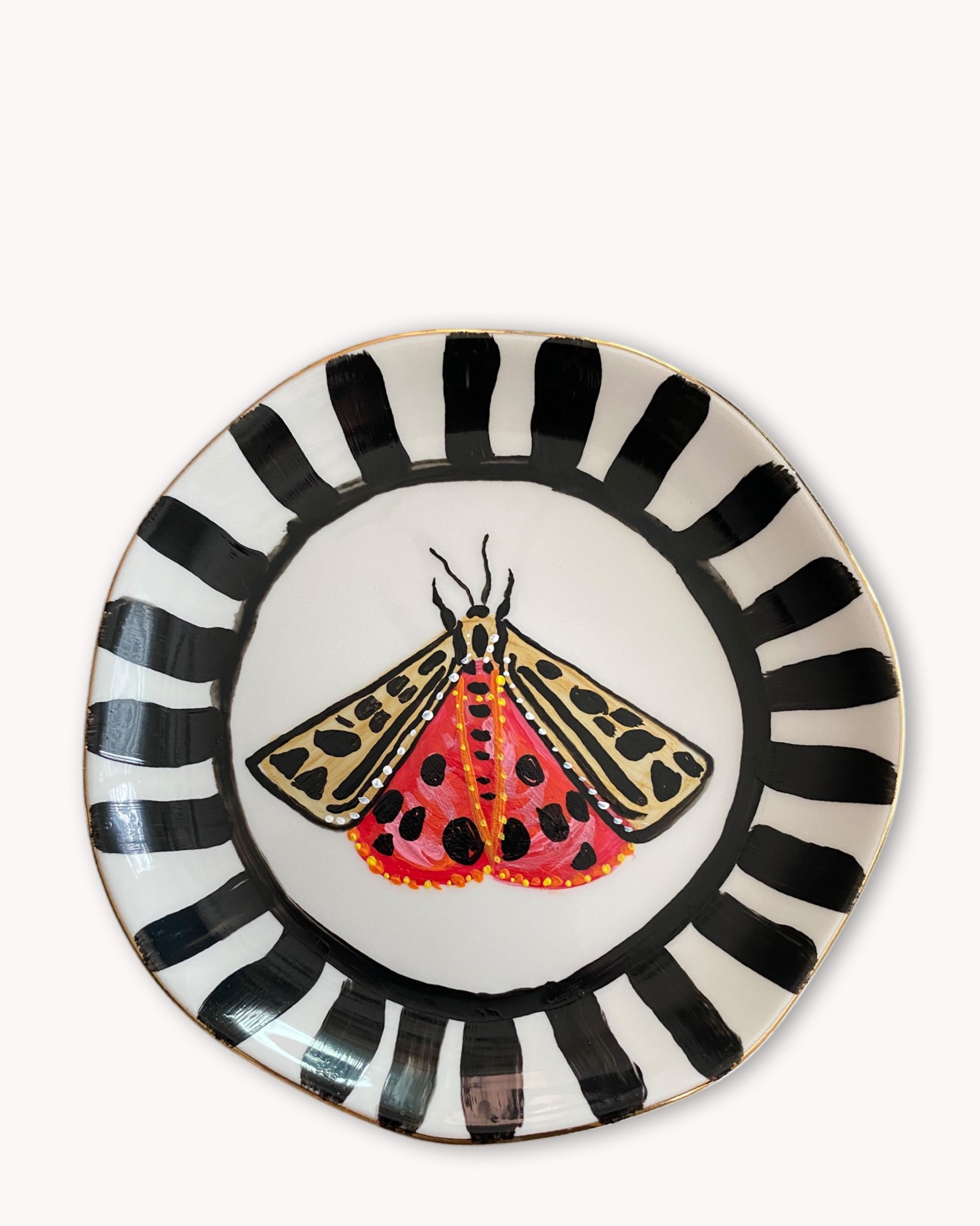 Harnessed Moth Hand Painted 4.5 in Trinket Tray