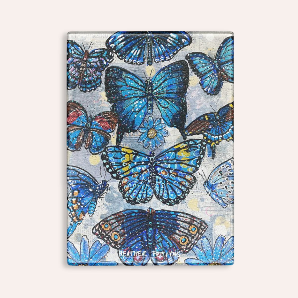 Specimen Blue Butterflies Glass Chopping Board Trivet