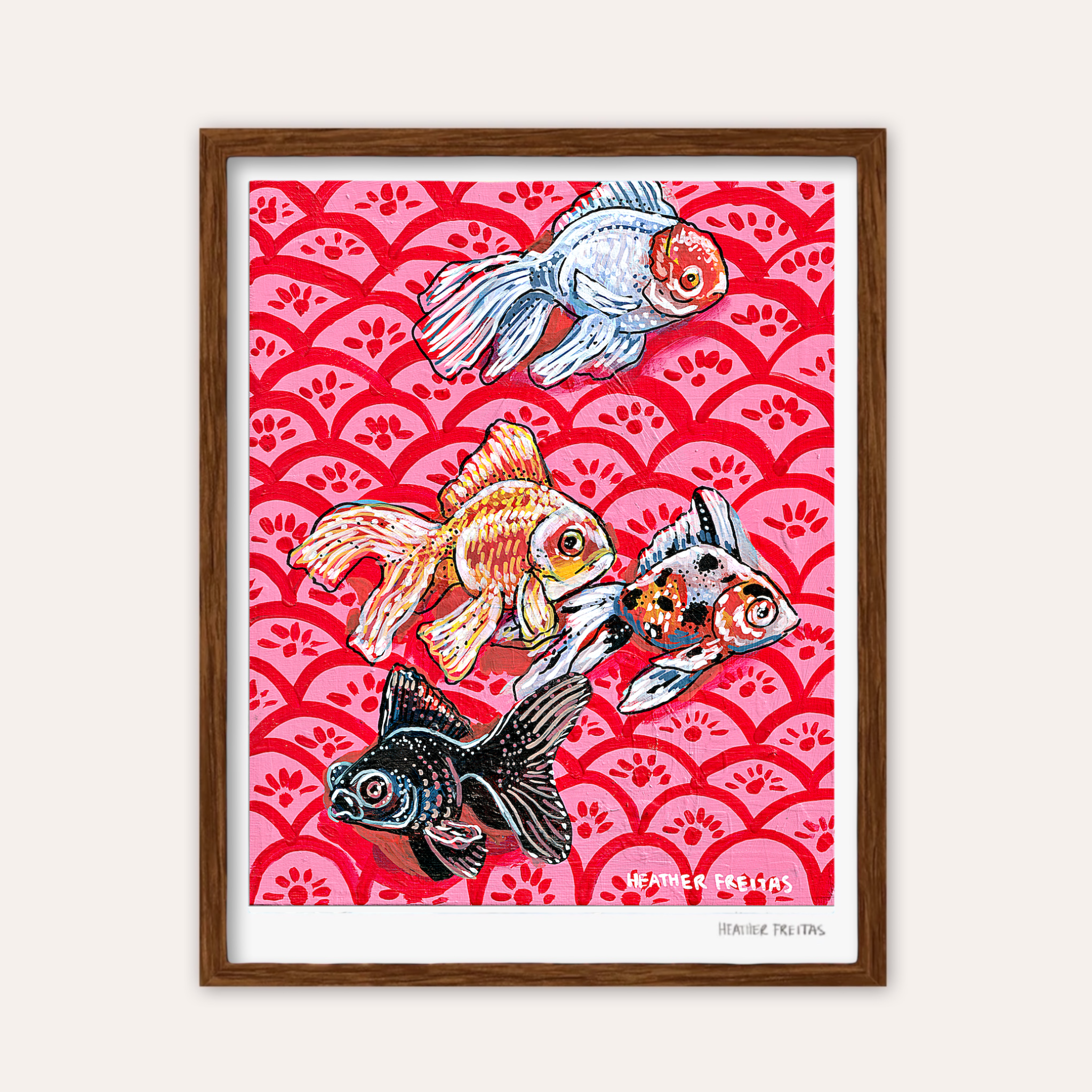 Bubbles & Bloom Goldfish Fine Art Print