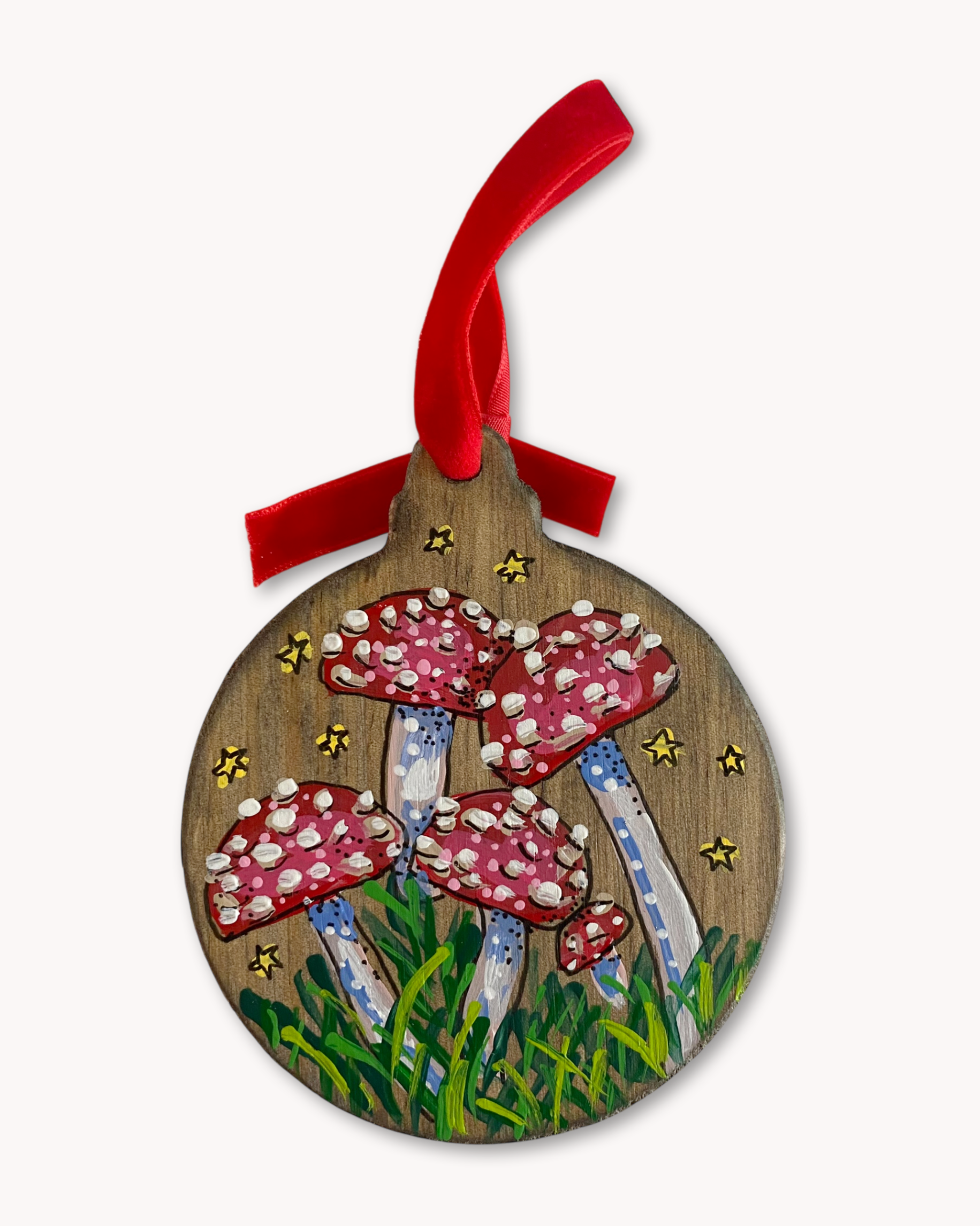 Mushrooms & Stars Hand Painted Ornament