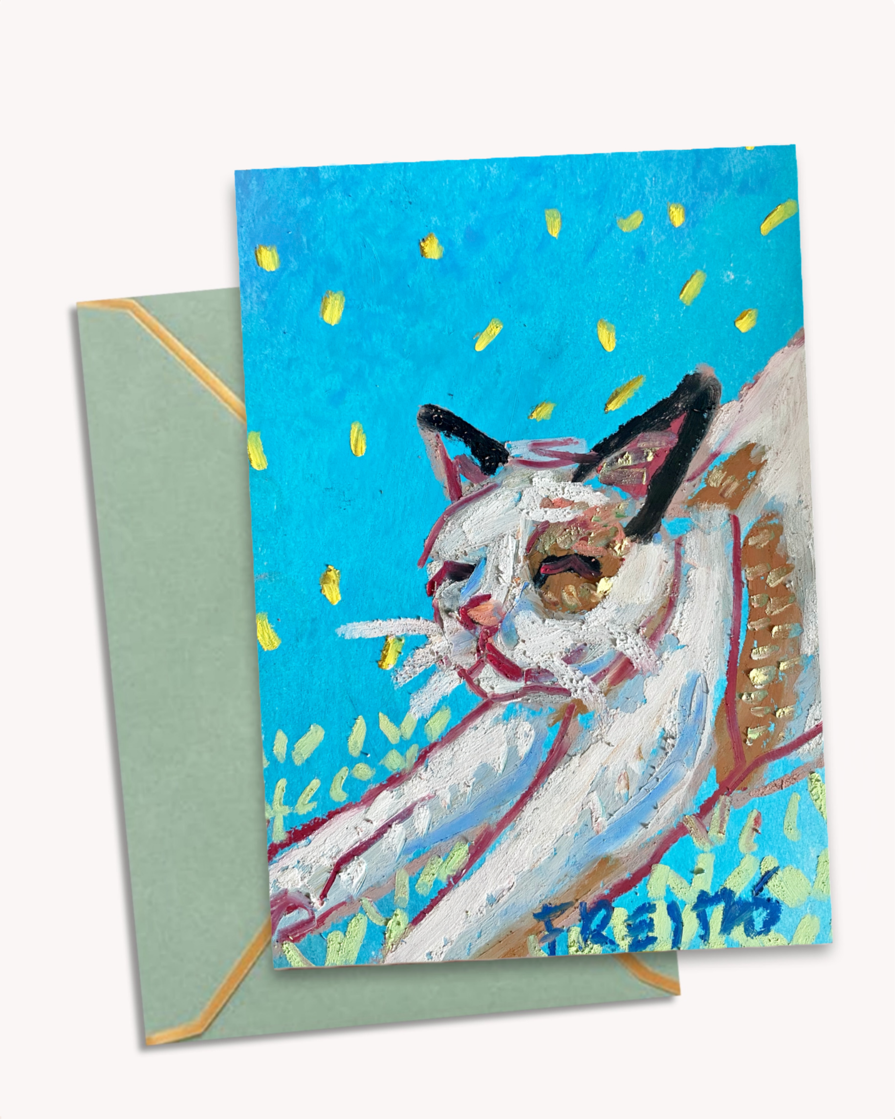 Stretching Cat - Greeting Card / Fine Art Print