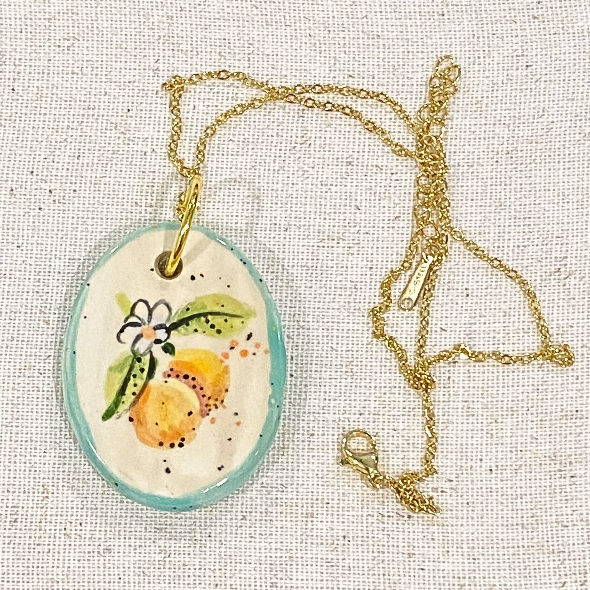 Orange Blossom Hand Painted Ceramic Necklace