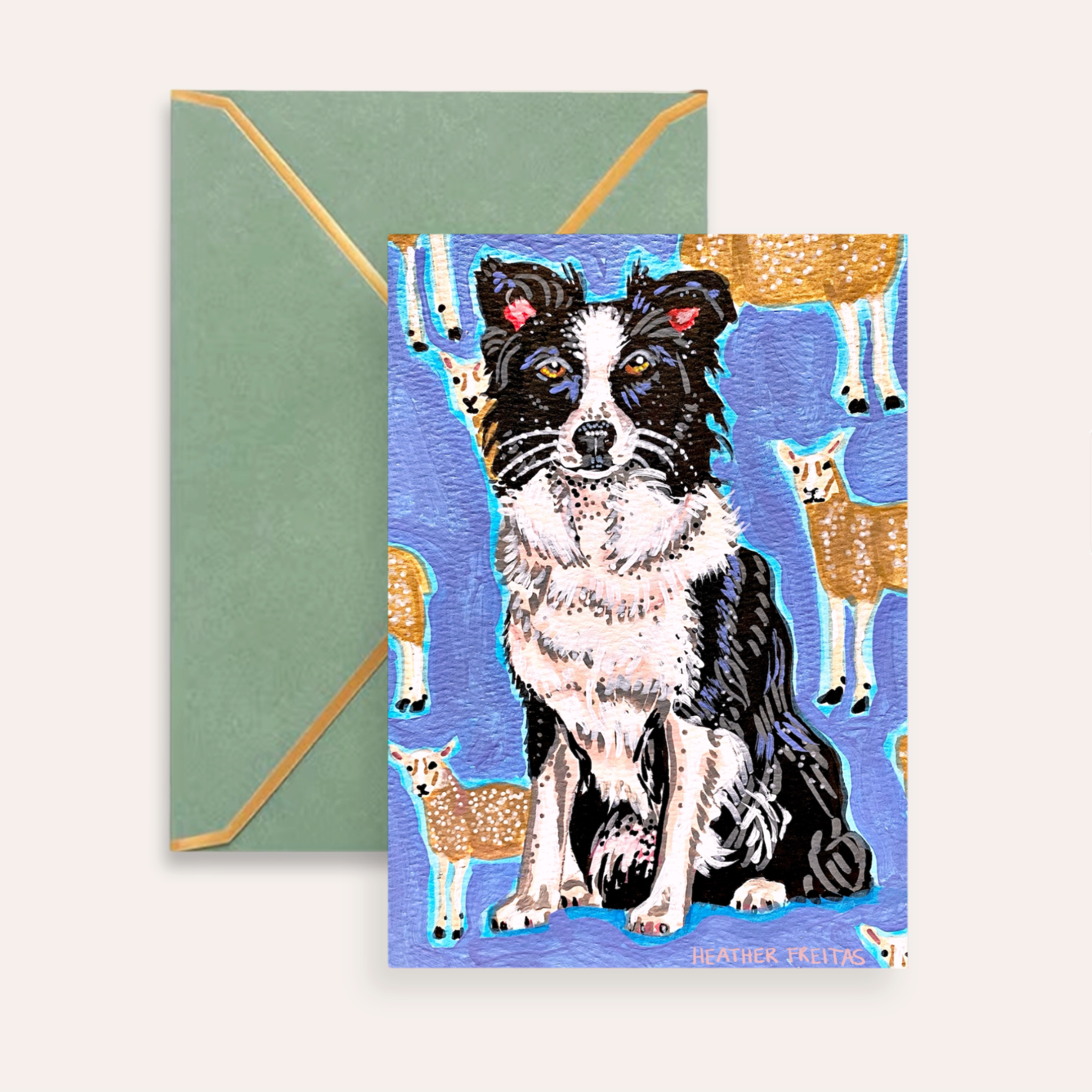 Border Collie Fine Art Greeting Card