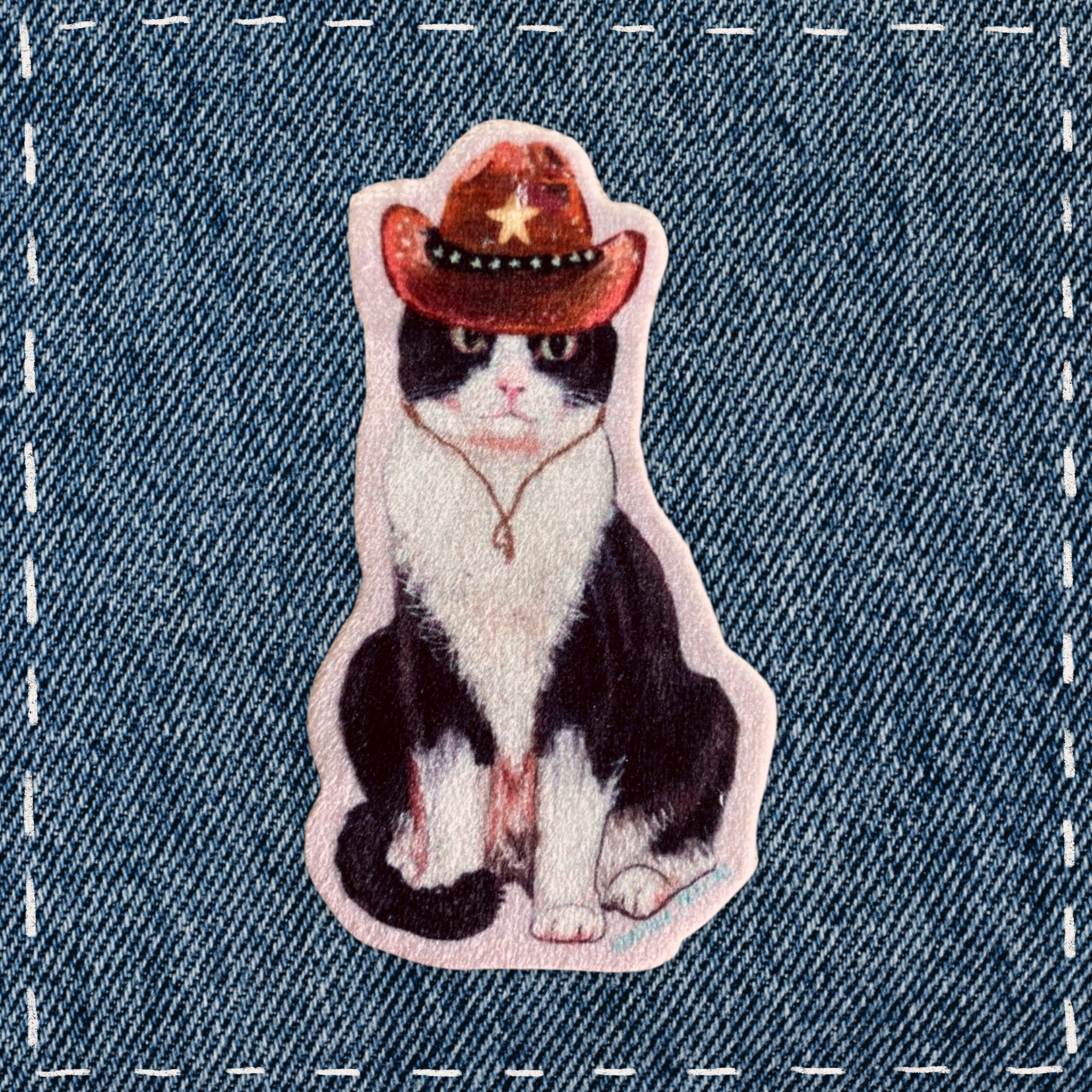 Cowboy Cat - Sew On Velveteen Patch
