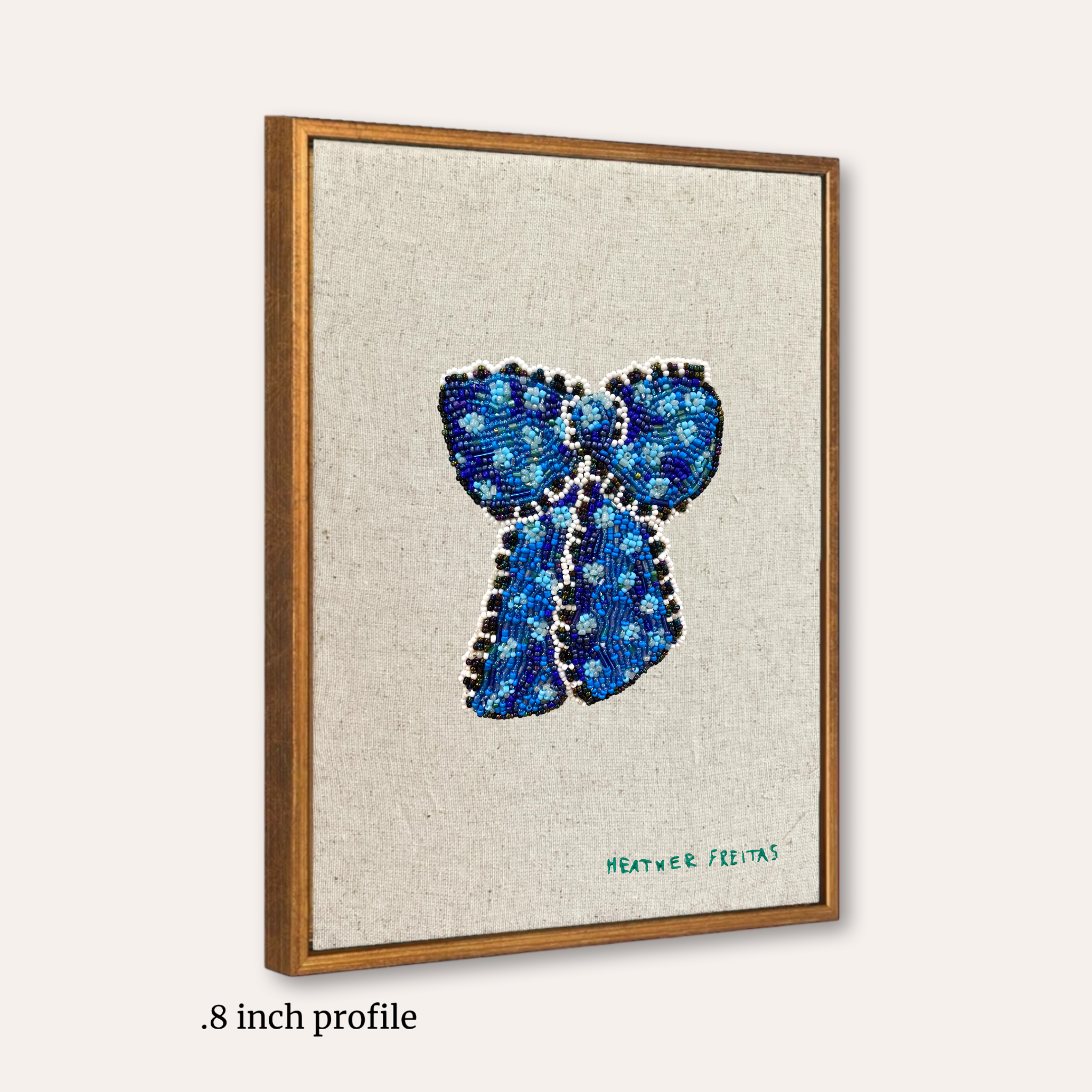 Blue Ribbon Beaded Embroidery Wall Art