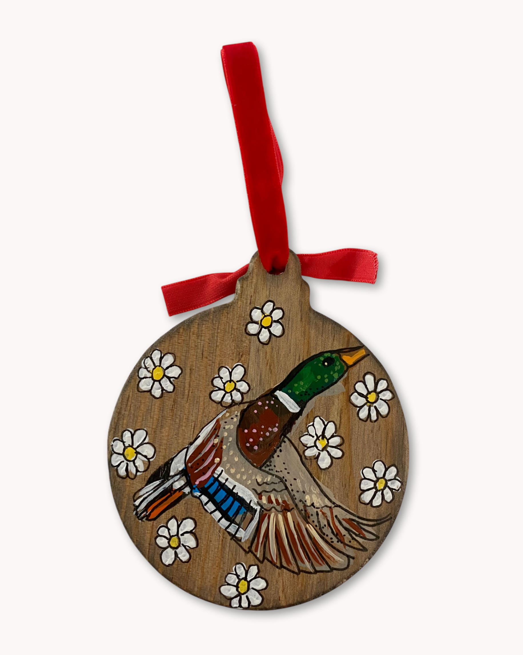 Floral Mallard Hand Painted Ornament