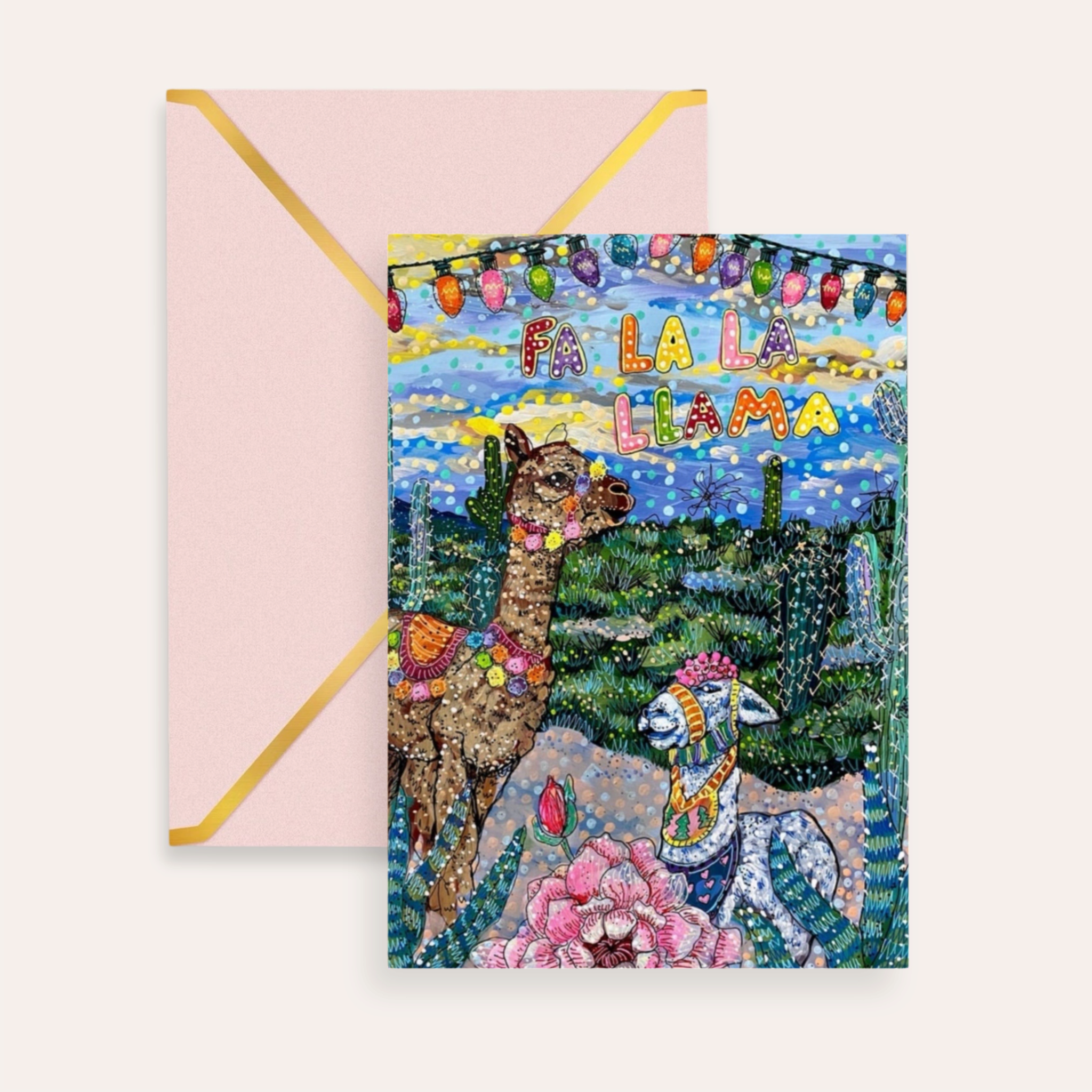 Fa La La Llama Fine Art Greeting Card