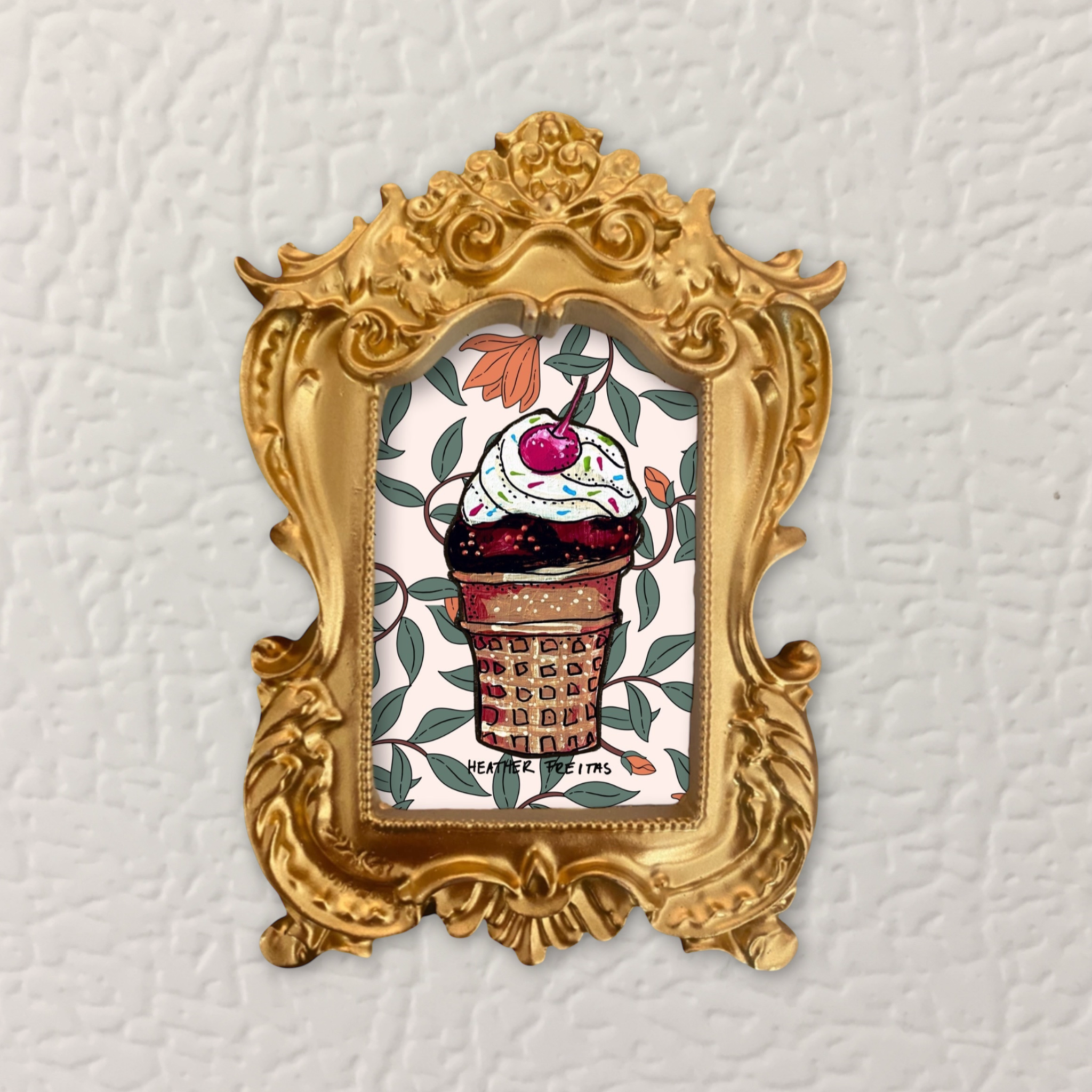 Chocolate Cream Cone Framed Small Magnet